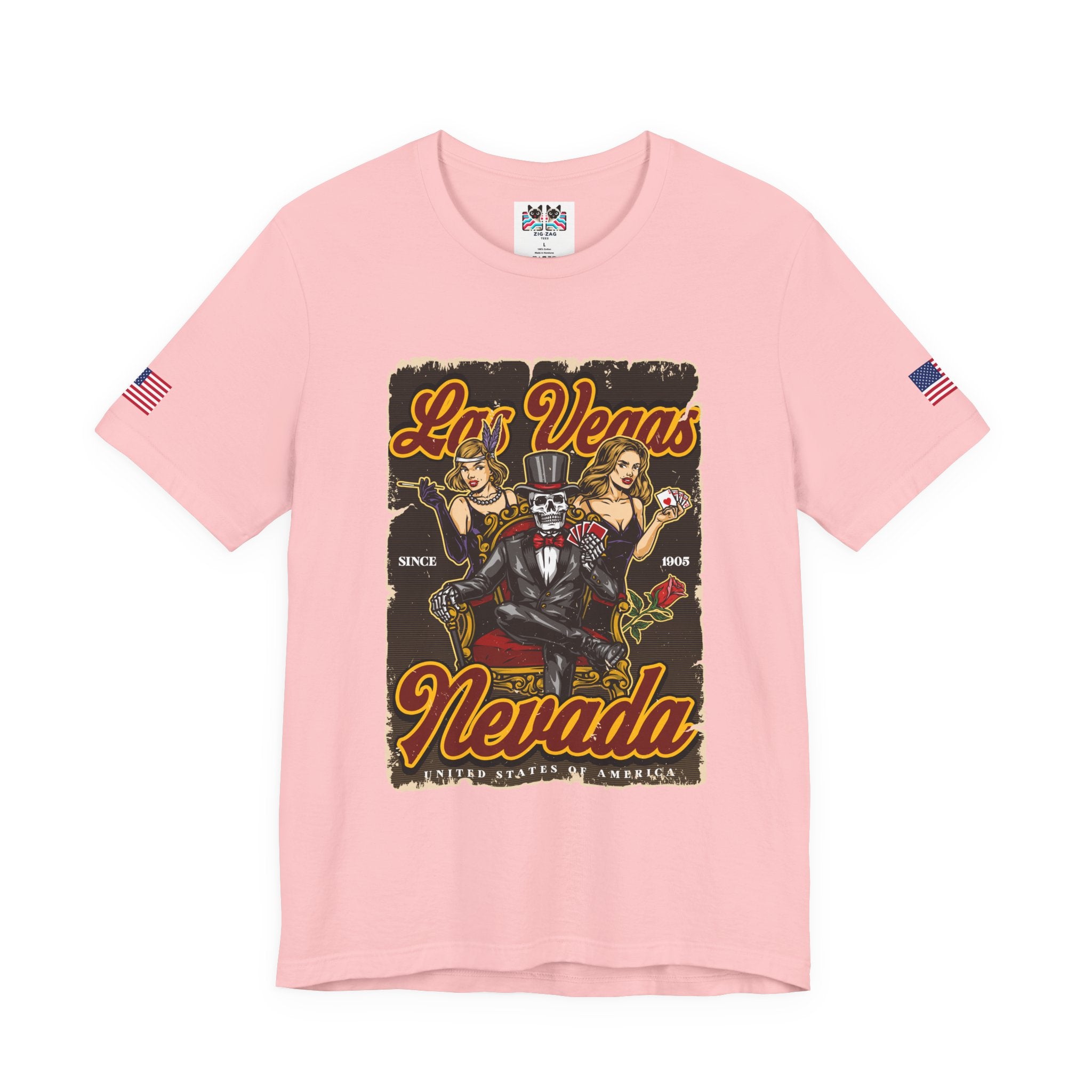 Las Vegas Nevada Since 1905 Vintage T-Shirt – Skeleton Showgirls Retro Casino Poster Tee