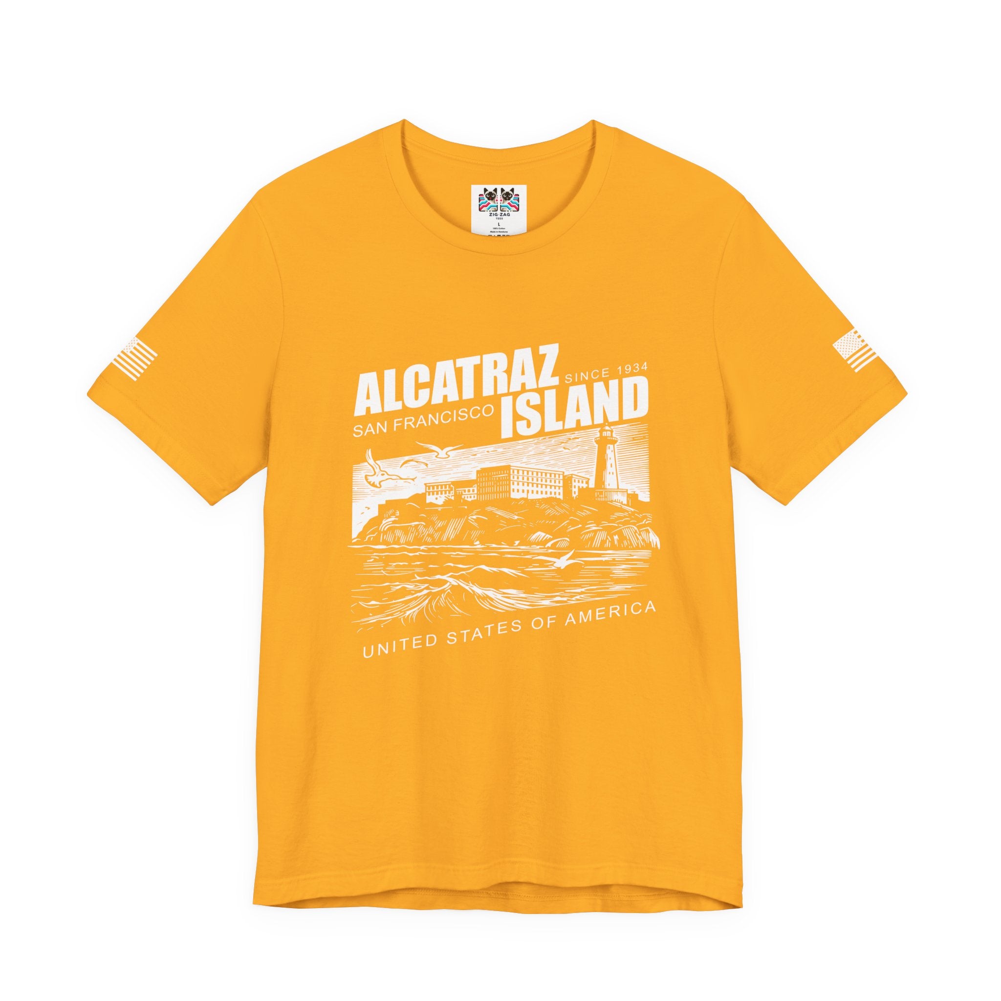 Alcatraz Island San Francisco T-Shirt – Since 1934 Vintage Engraving Style Graphic Tee United States of America