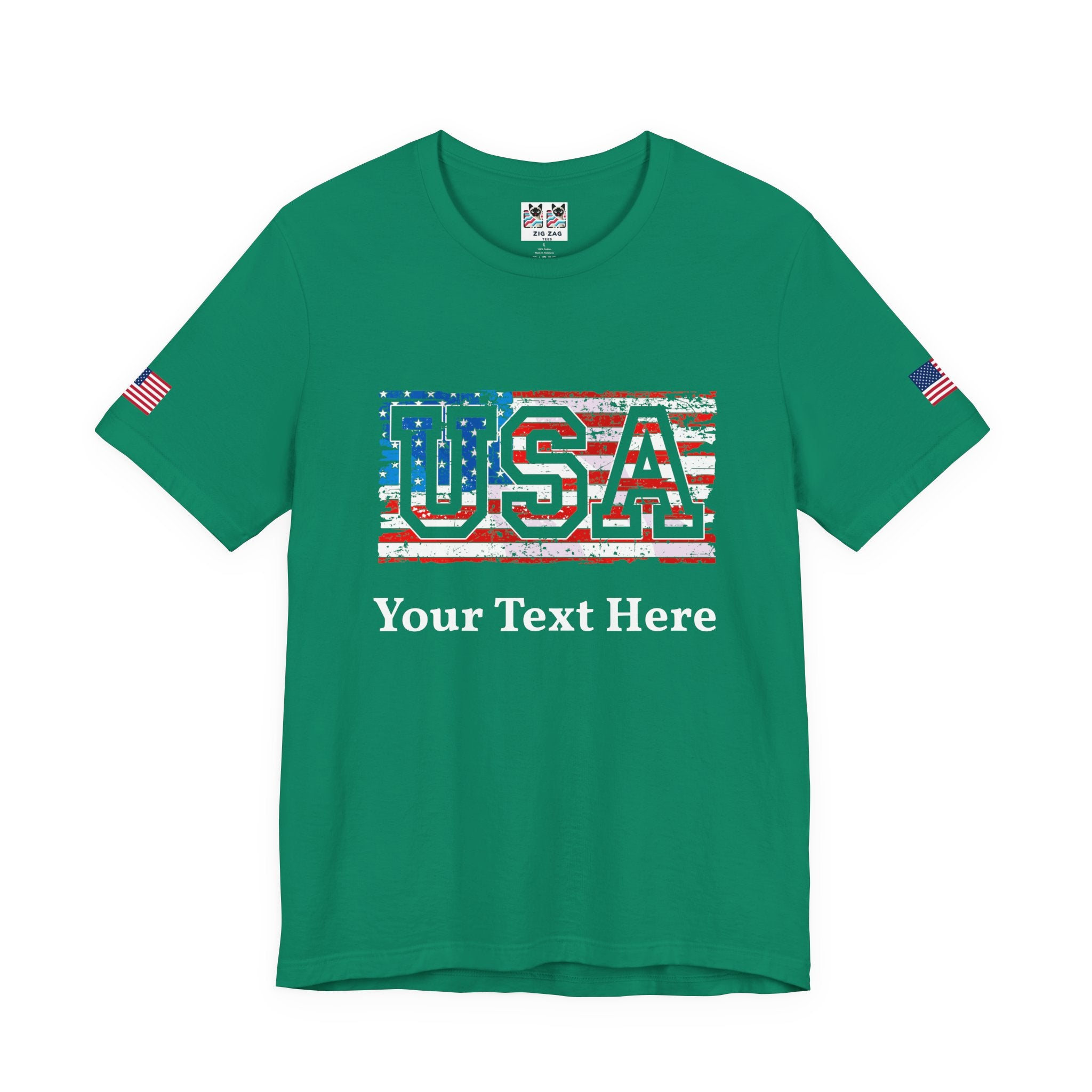 Custom T-Shirt - USA Vintage Collegiate T-Shirt – Retro American Flag Typography Graphic Tee