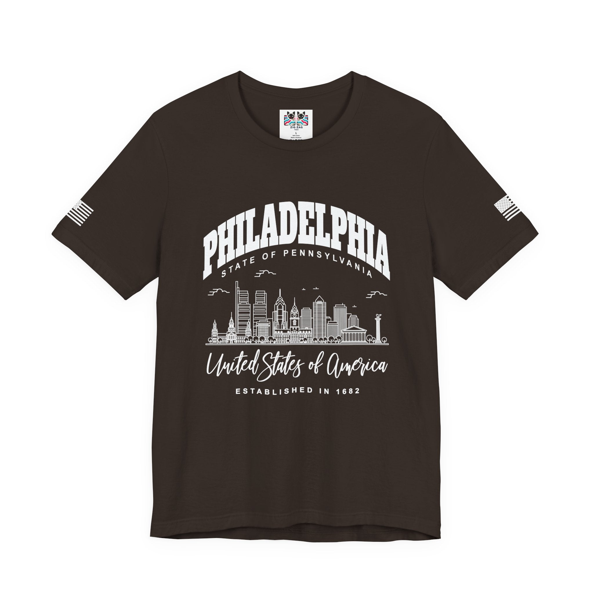 Philadelphia State of Pennsylvania T-Shirt – Skyline United States of America Established 1682 Graphic Tee