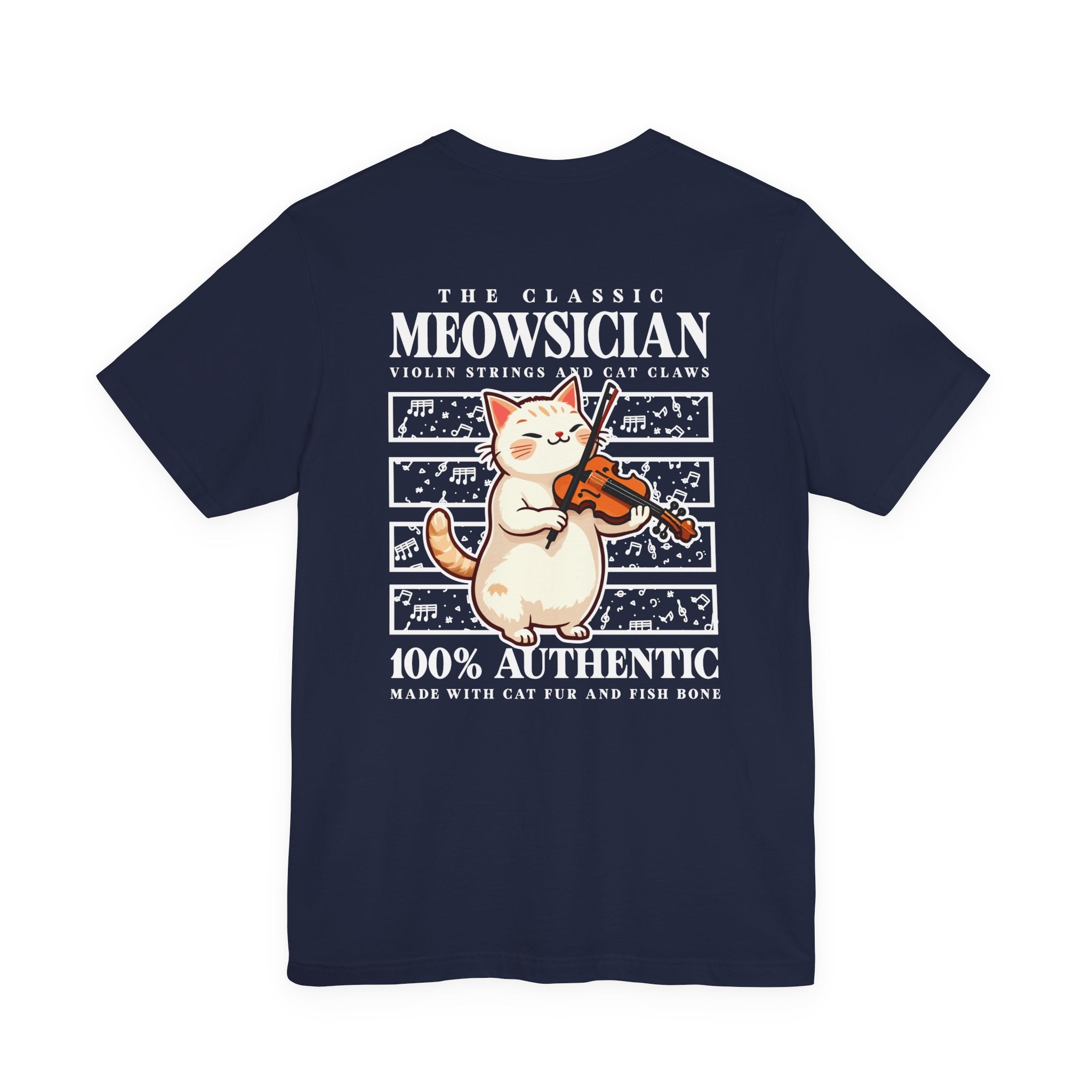 The Classic Meowsician T-Shirt – Cat & Violin Music Notes Fun Graphic