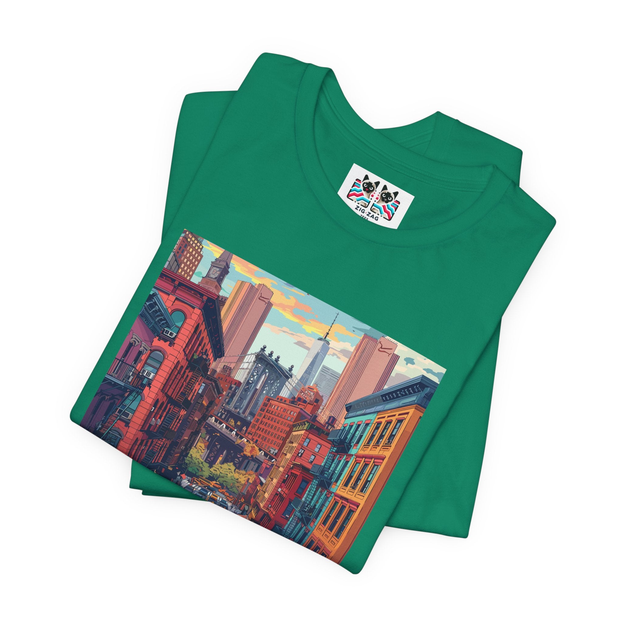 Brooklyn Bridge NYC T-Shirt - Vintage Street Scene Manhattan Bridge 1869 New York