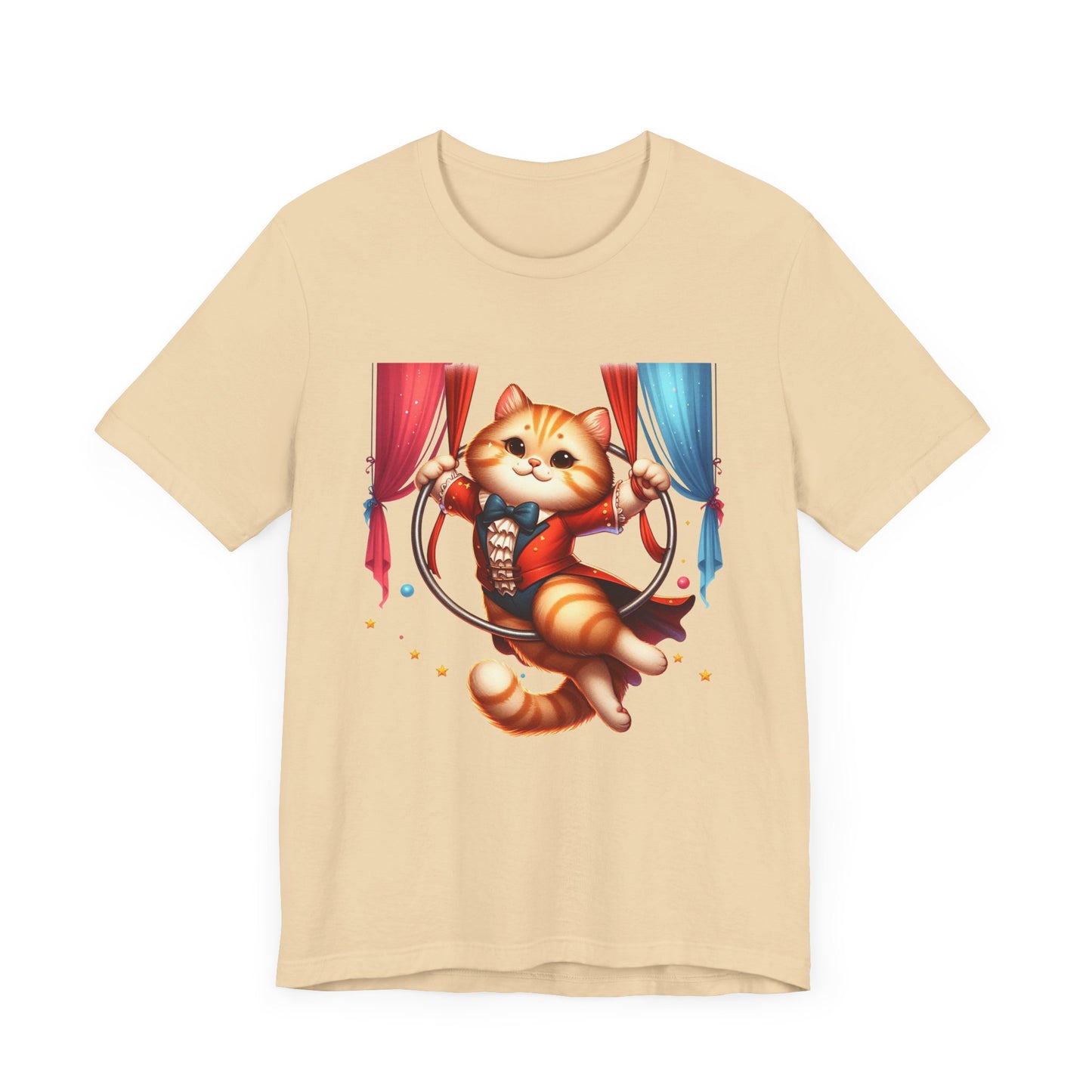 Circus Aerialist Cat Shirt, Funny Trapeze Performer Tee, Acrobatic Pet Graphic T Shirt, Quirky Performer Humor Apparel, Flying Cat Top