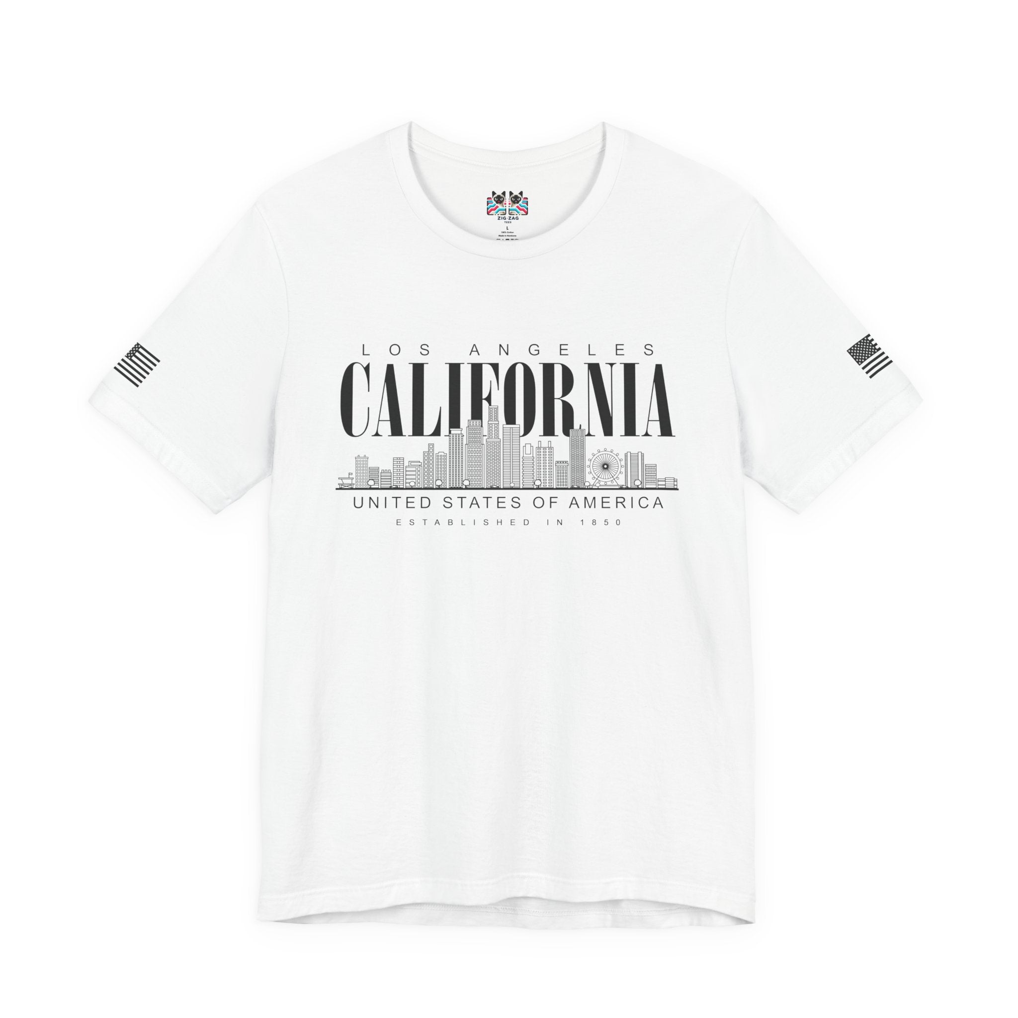 Los Angeles California USA Established 1850 T-Shirt – Clean Skyline Graphic Tee