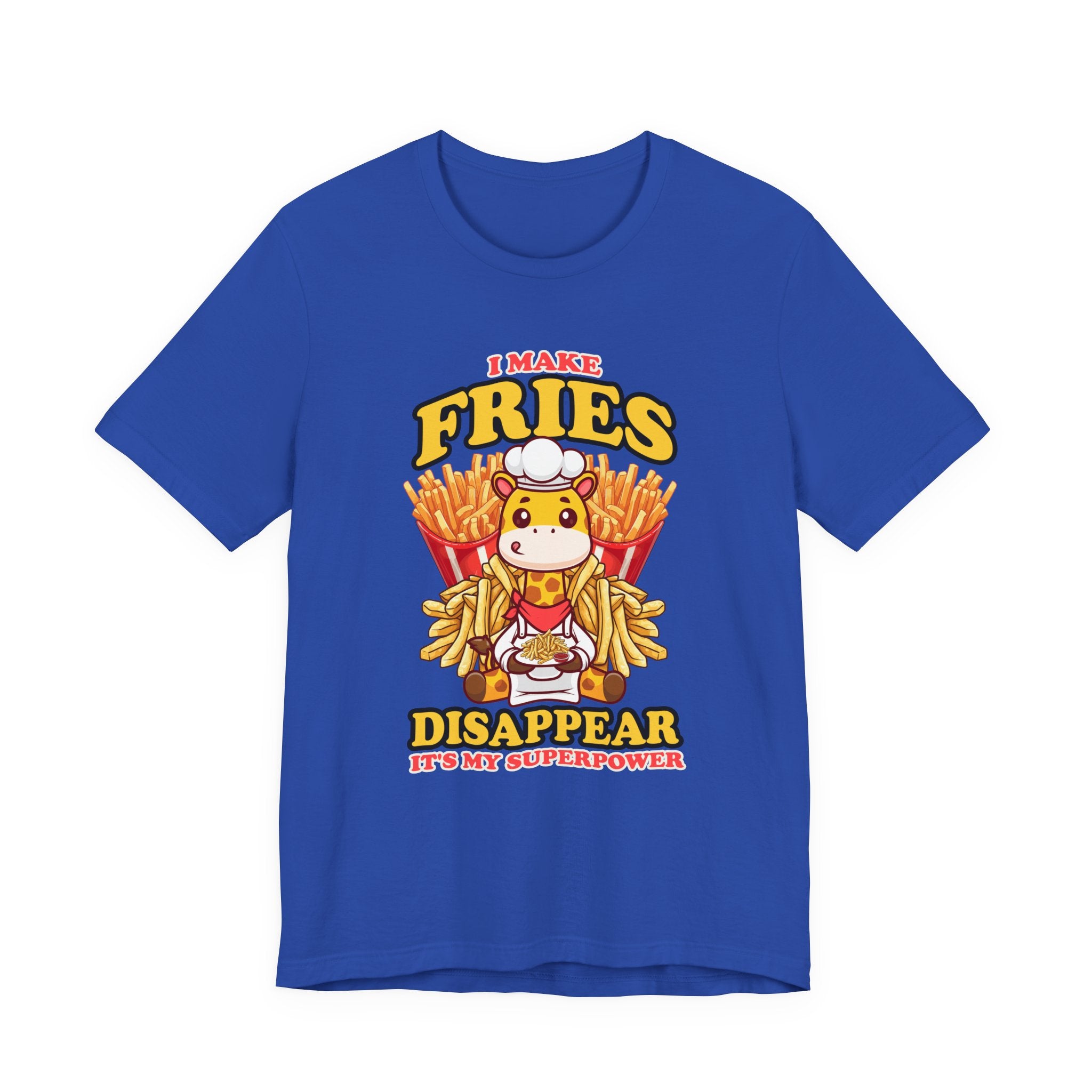 I Make Fries Disappear T-Shirt – Adorable Baby Giraffe Chef With Fries Funny Super Power Graphic Tee