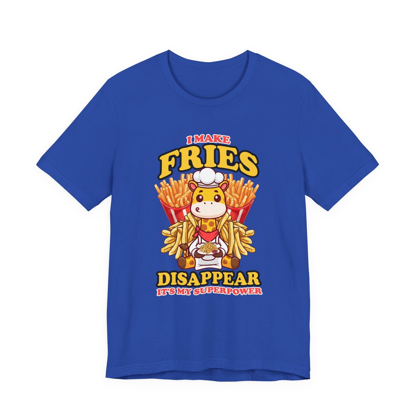 I Make Fries Disappear T-Shirt – Adorable Baby Giraffe Chef With Fries Funny Super Power Graphic Tee