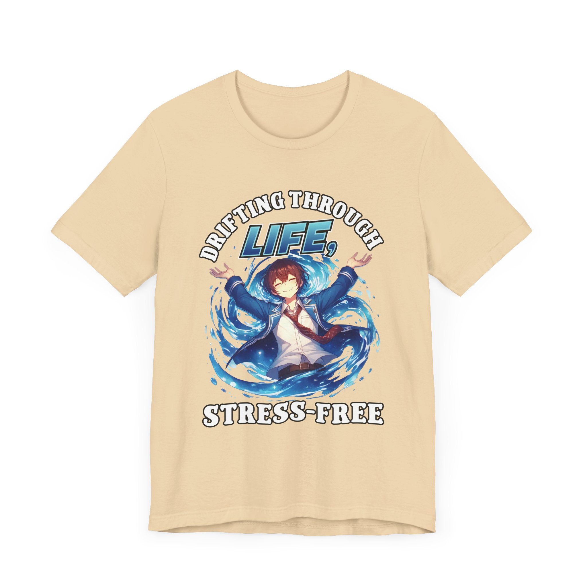 Let Go And Let Flow Shirt, Tranquil Anime Boy Tee, Water Energy Graphic T Shirt, Spiritual Release Apparel, Calm Vibes Minimalist Top