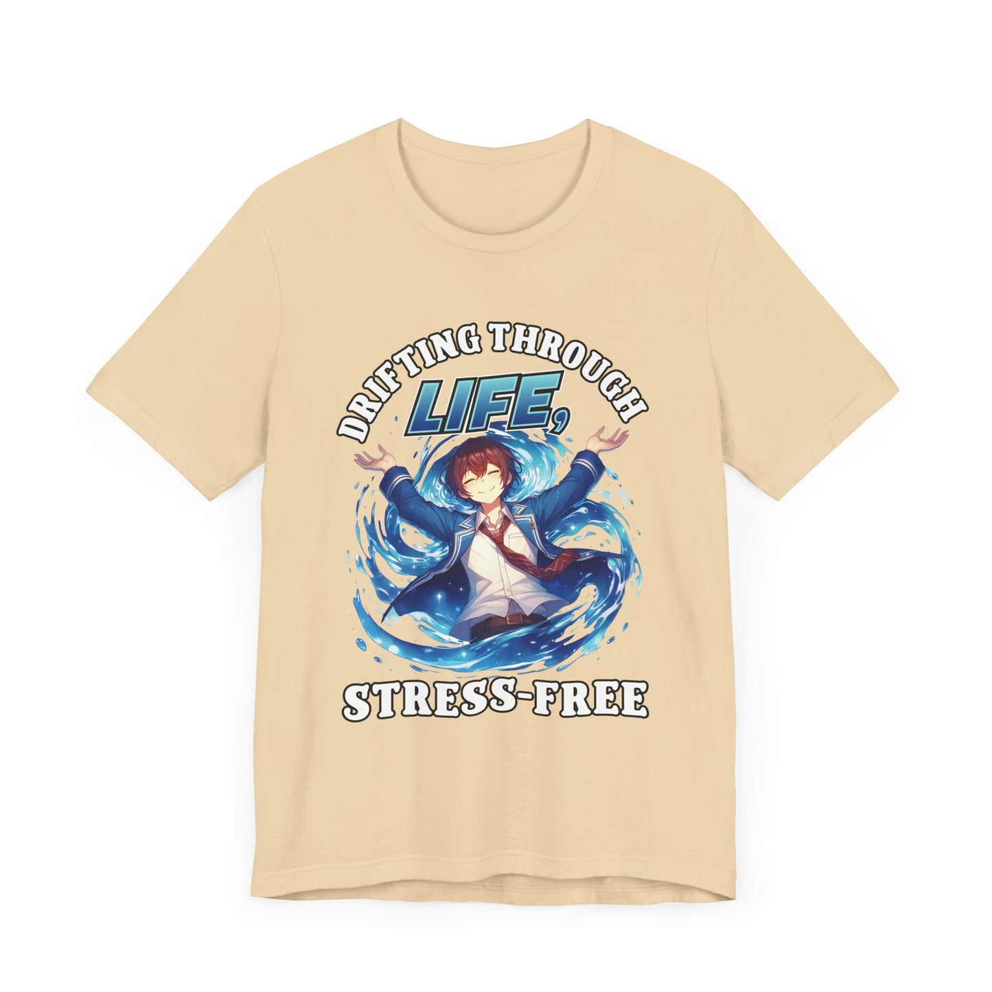 Let Go And Let Flow Shirt, Tranquil Anime Boy Tee, Water Energy Graphic T Shirt, Spiritual Release Apparel, Calm Vibes Minimalist Top