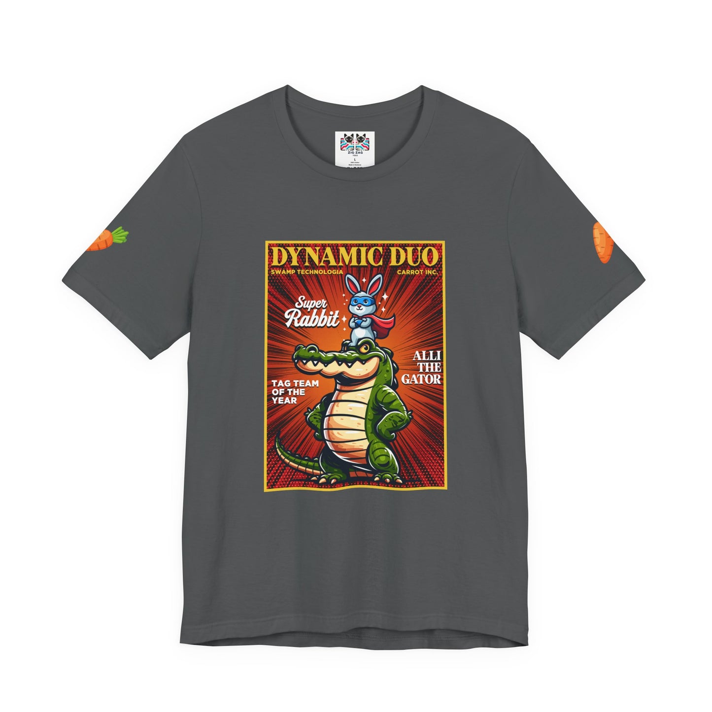 Dynamic Duo Rabbit Alligator T-Shirt – Super Rabbit Alli the Gator Tag Team Graphic Tee
