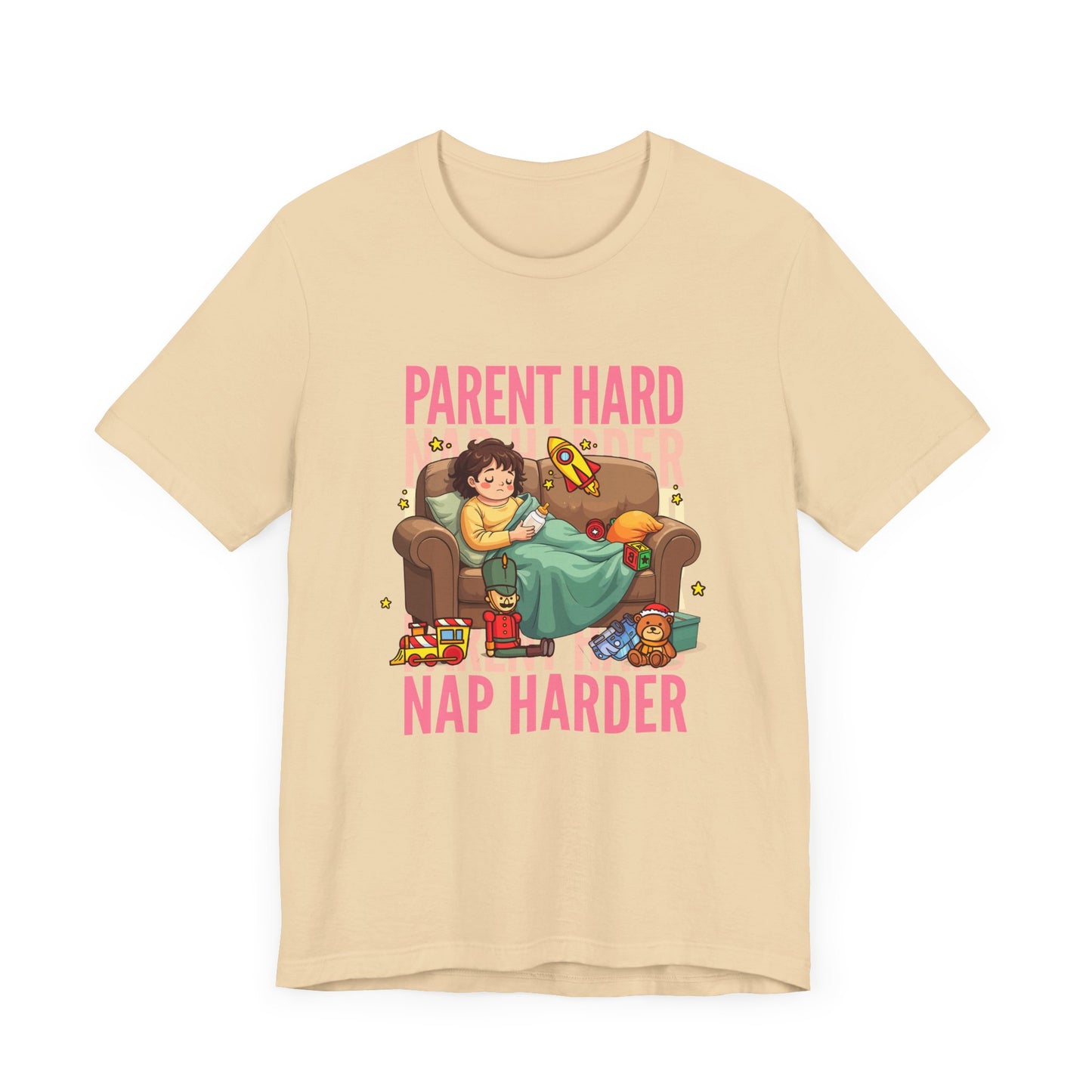 Parent Hard Nap Harder Tee, Funny Parenting Life Shirt, Tired Parent Graphic Tee, Sleepless Caregiver Top, Family Survival Gift