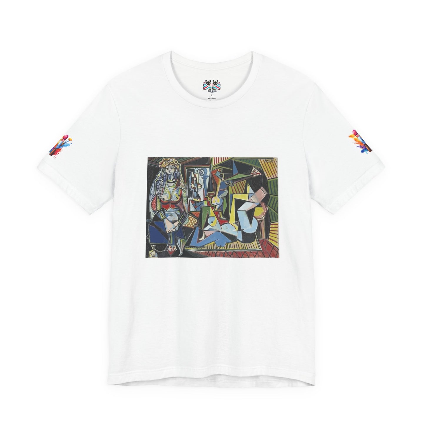 Cubist Masterpiece Art T-Shirt – Geometric Abstract Figures Modernist Painting Graphic Tee