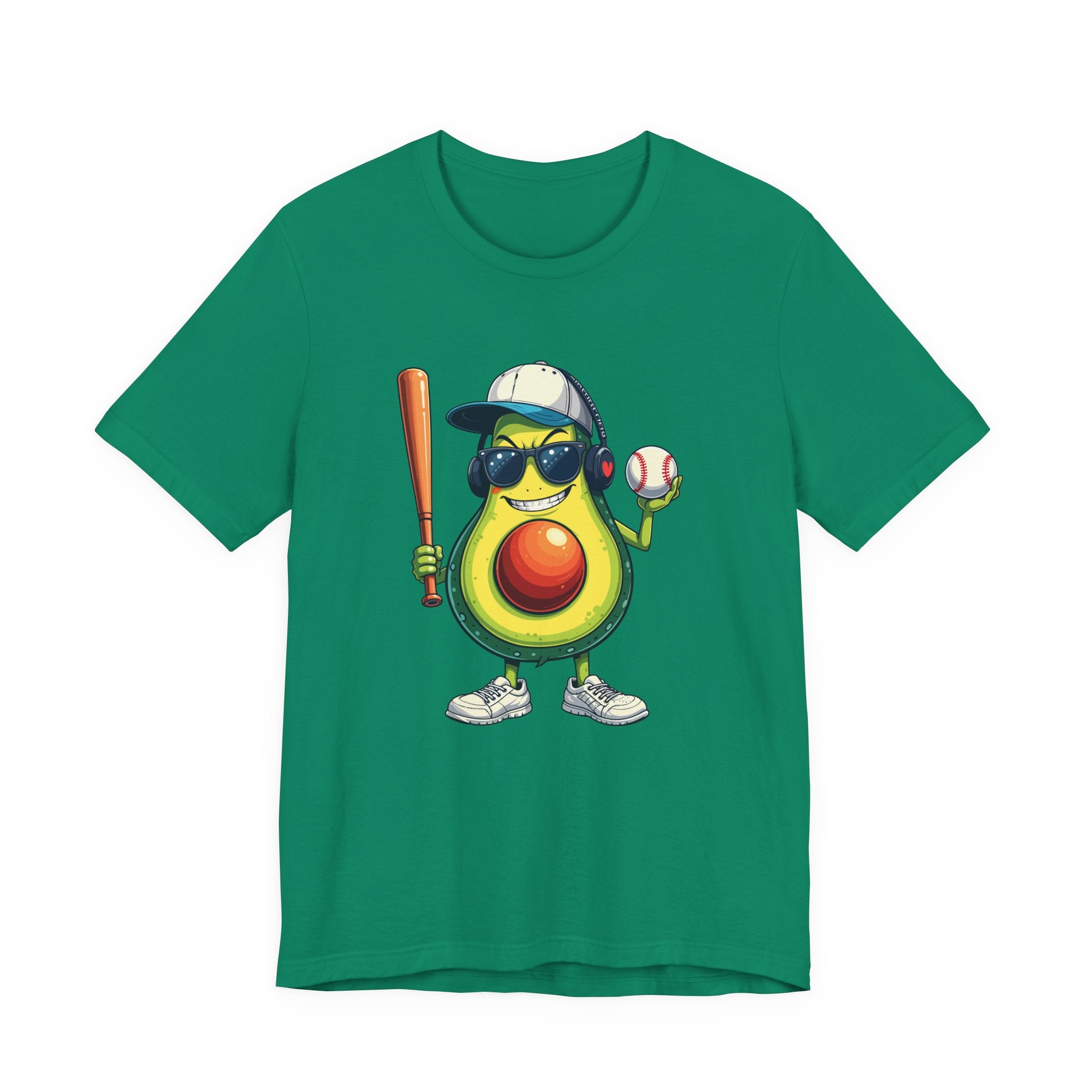 Aggressive Avocado Baseball Mascot Tshirt Bold Sports Fruit Character Design