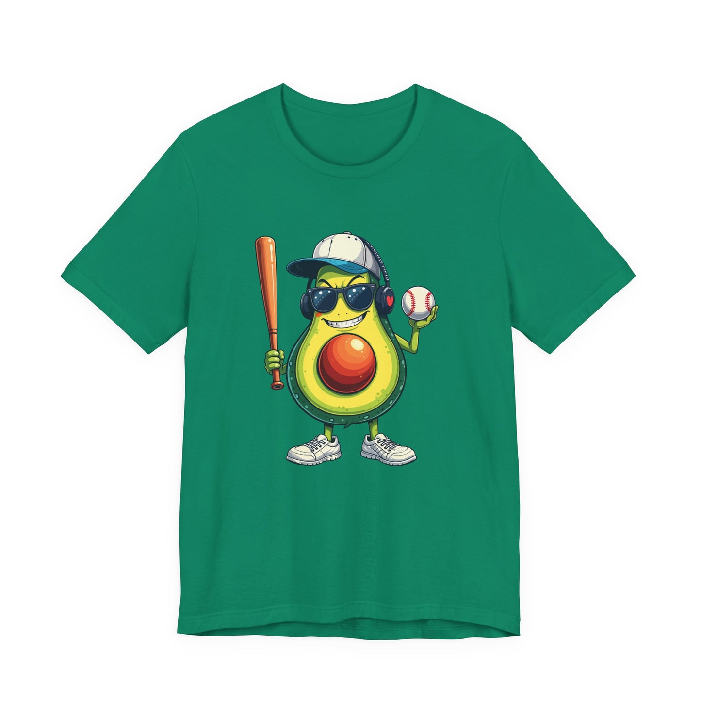 Aggressive Avocado Baseball Mascot Tshirt Bold Sports Fruit Character Design