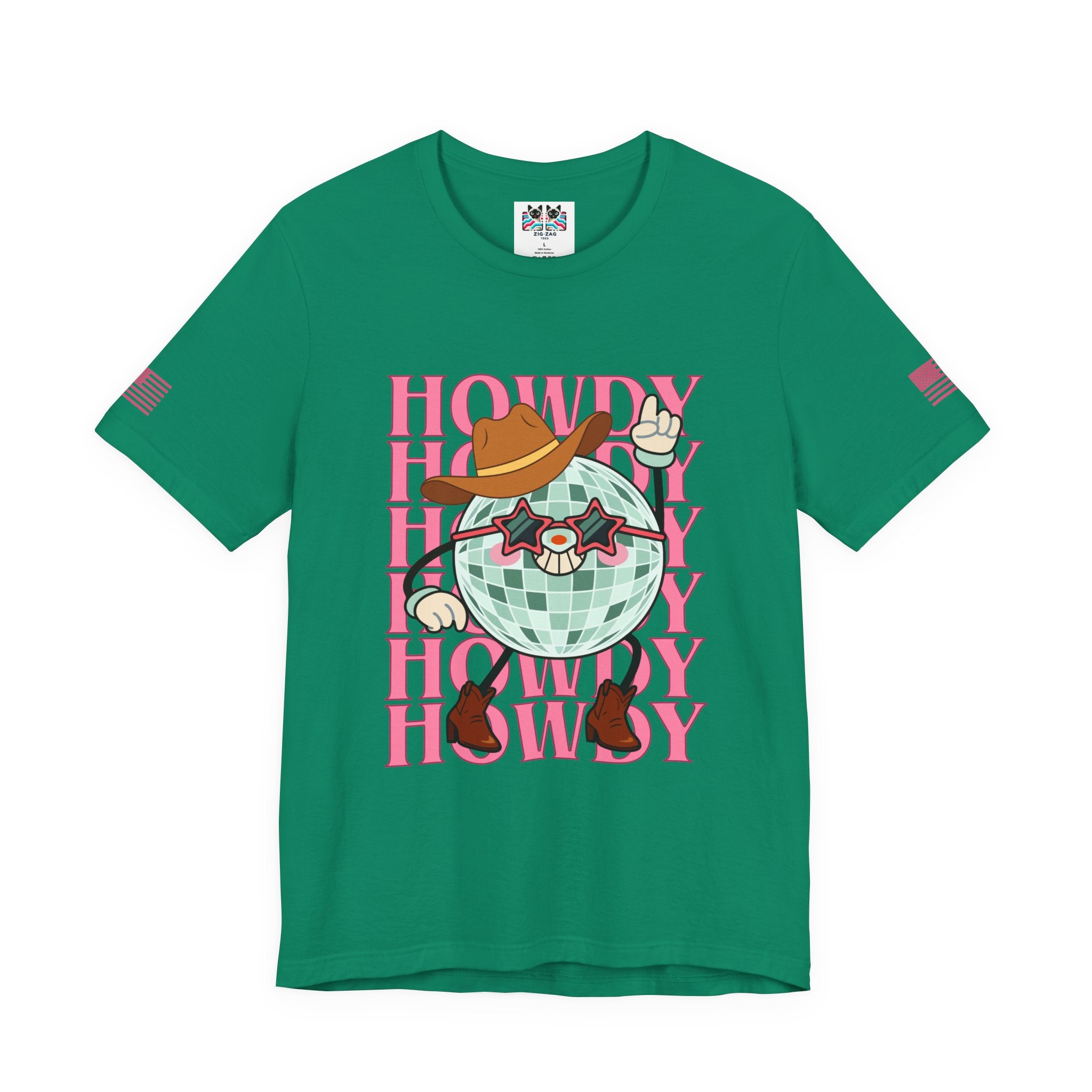 Howdy T-Shirt – Disco Ball Cowboy Repeat Typography Graphic Tee