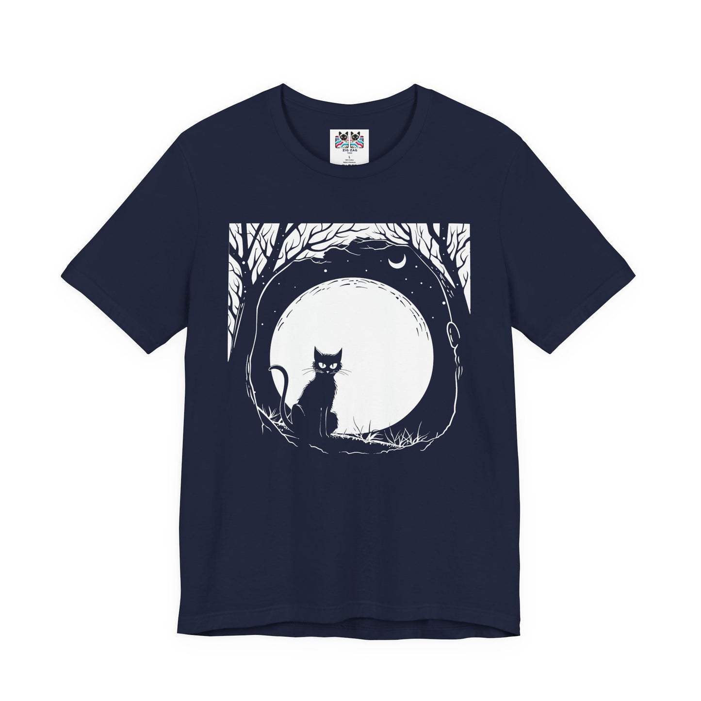 Enchanted Forest Haunted Cat Big Eyes Moonlight T-Shirt