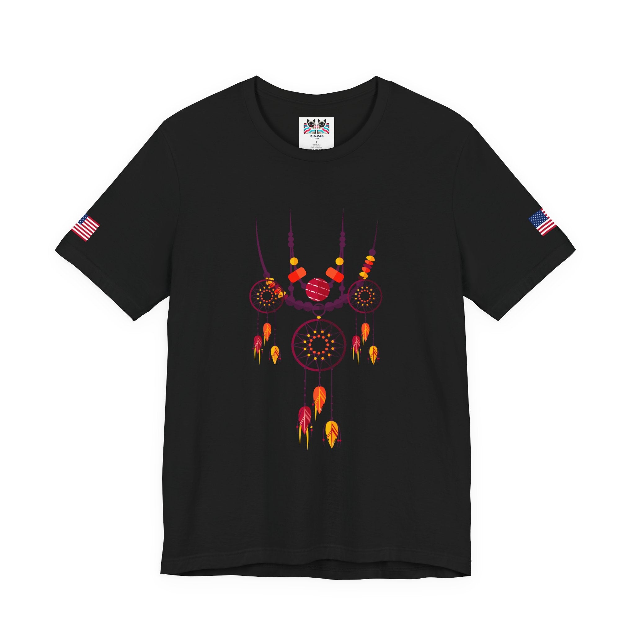 Triple Dream Catcher Necklace T-Shirt – Boho Native American Inspired Feather Tee