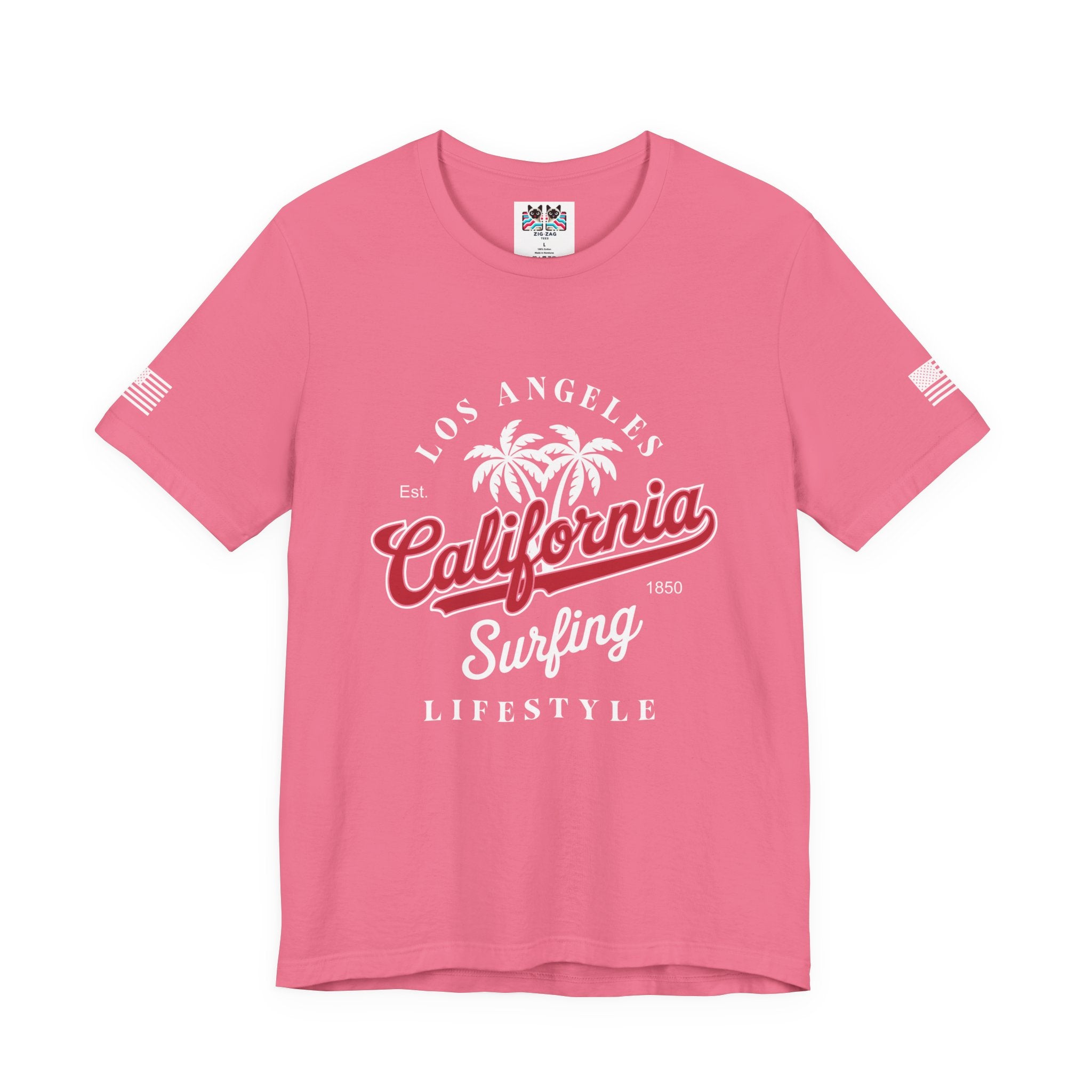 Los Angeles California Surfing Lifestyle T-Shirt – EST 1850 Palm Tree Beach Tee