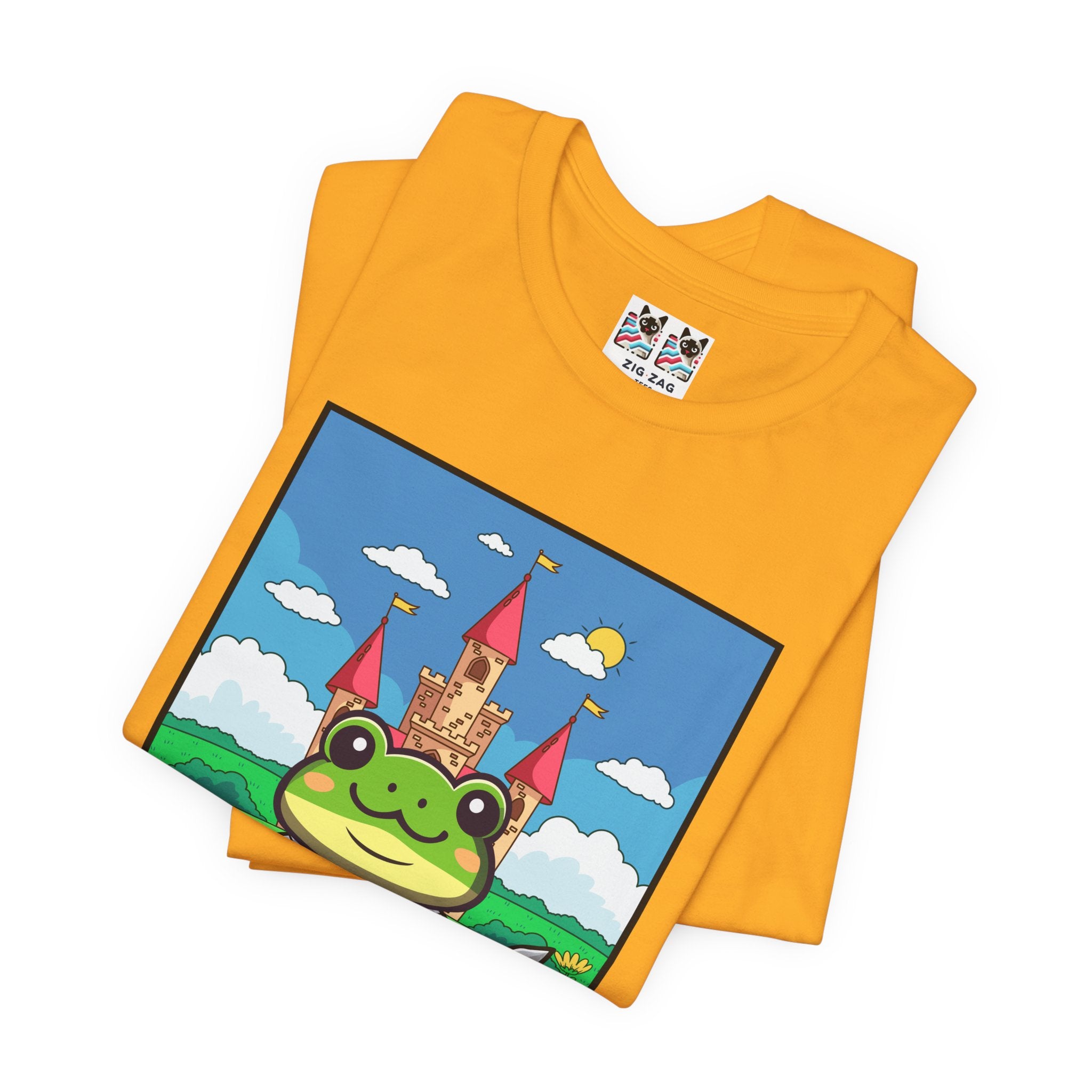 Custom T-Shirt - Knight Frog Castle T-Shirt – Cute Frog Knight Medieval Fantasy Graphic Tee