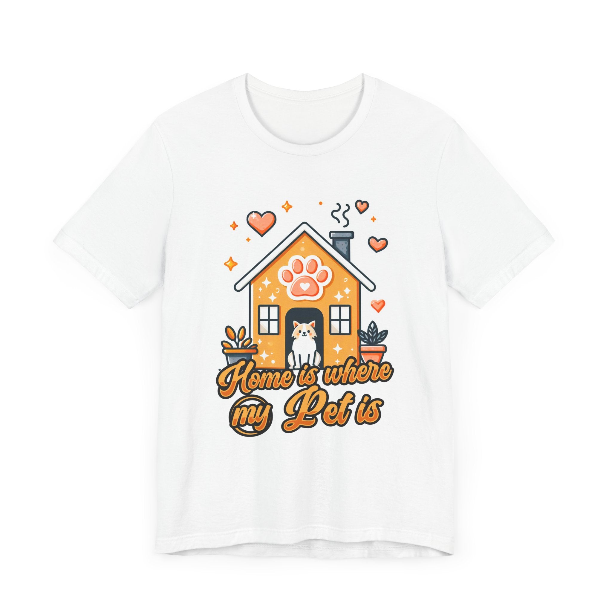 Home is Where My Pet Is | Dog at Dog House with Stars & Hearts T-Shirt