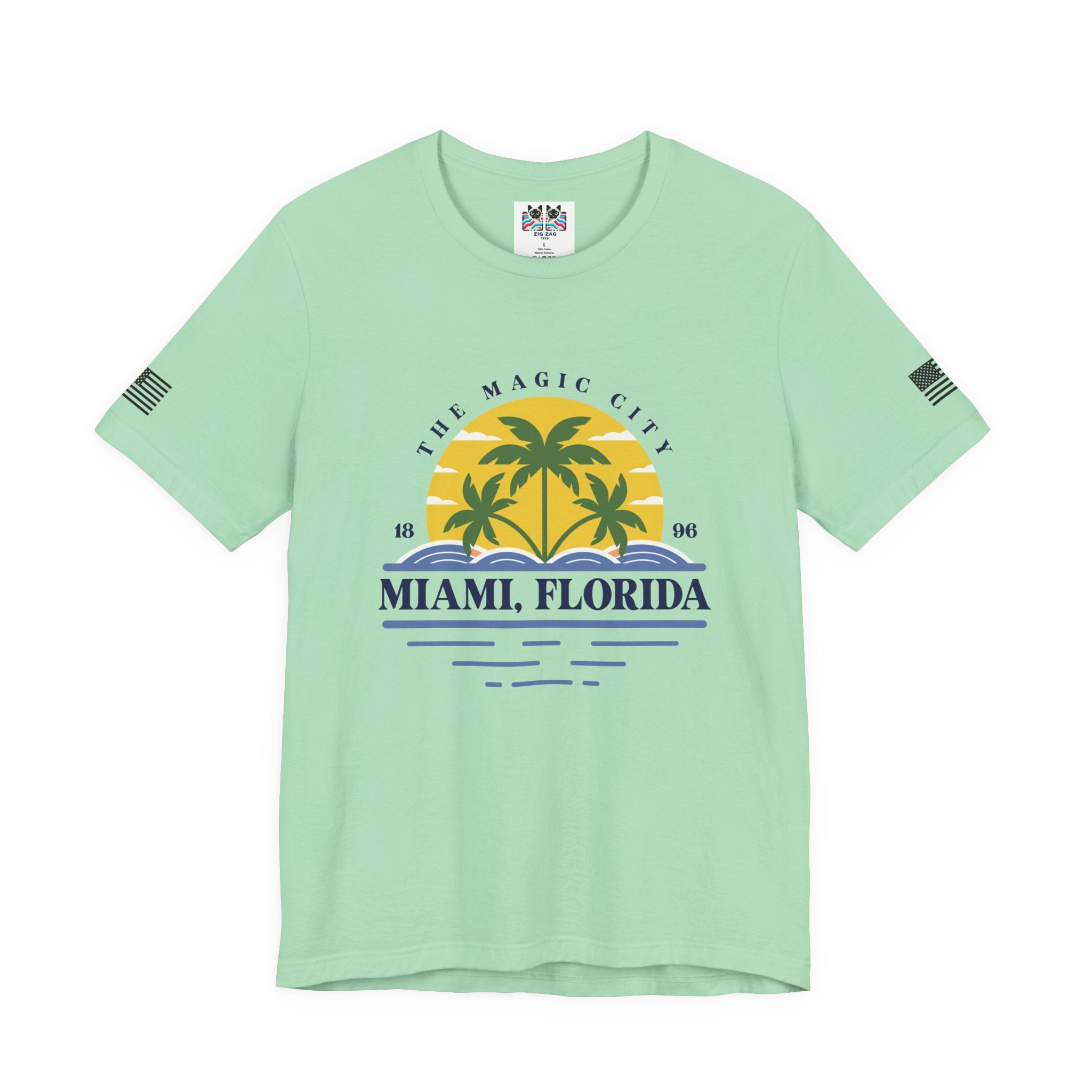 Miami Florida The Magic City T-Shirt – 1896 Palm Tree Sunset Retro Circle Tee