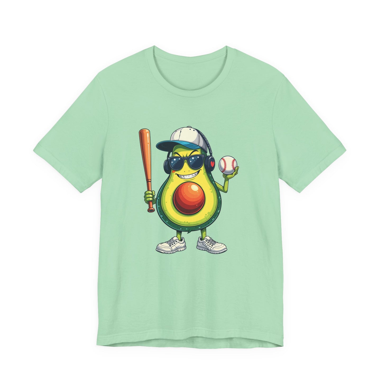 Aggressive Avocado Baseball Mascot Tshirt Bold Sports Fruit Character Design