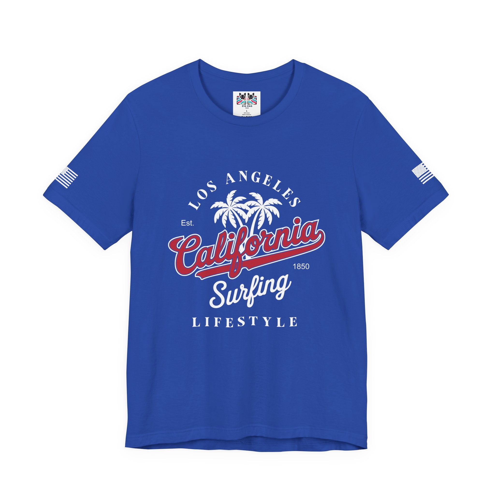 Los Angeles California Surfing Lifestyle T-Shirt – EST 1850 Palm Tree Beach Tee
