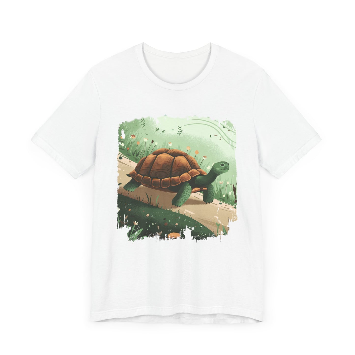 Brisk Tortoise Racing to the Finish Line with Breezy Green Pathway Graphic T-Shirt