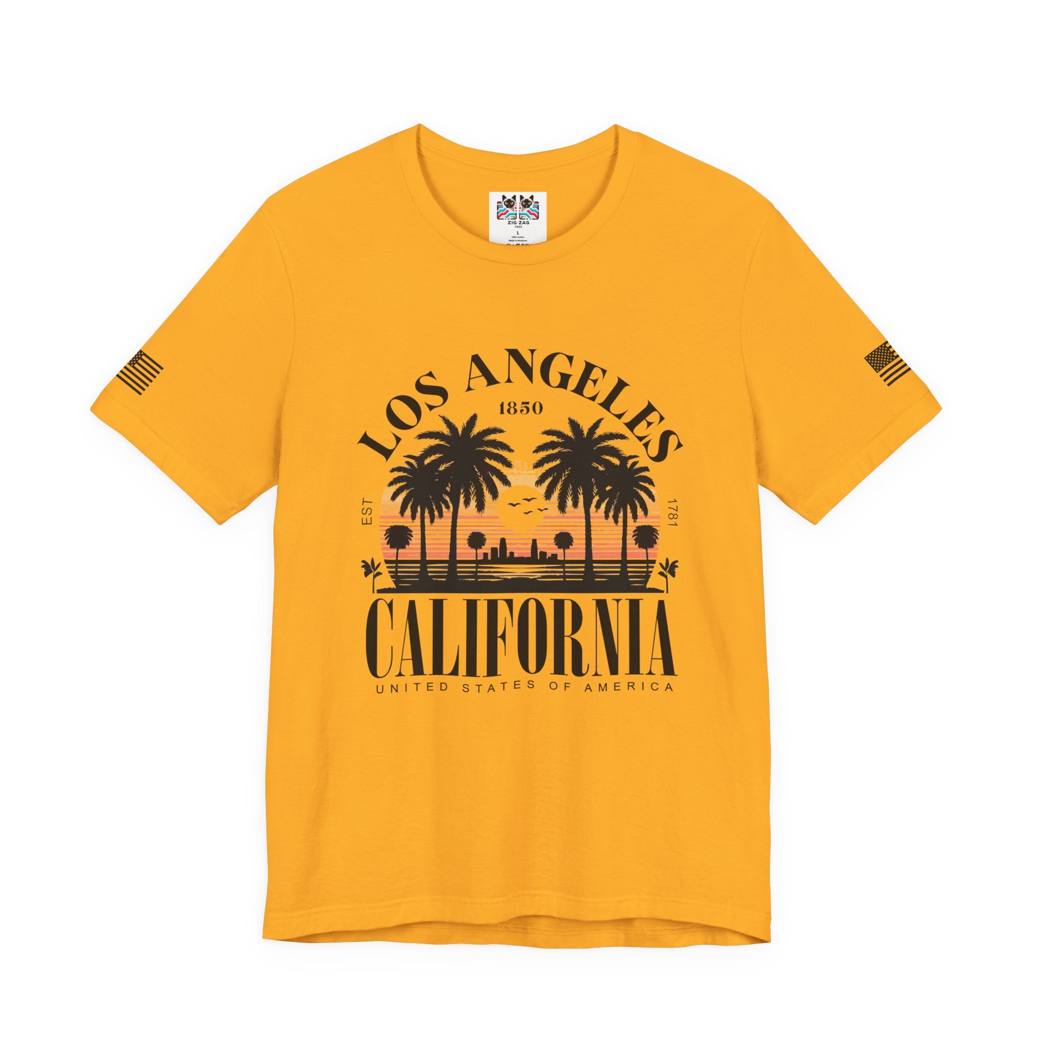 Los Angeles California Santa Monica Pier T-Shirt – Sunset Palm Tree Beach Graphic Tee