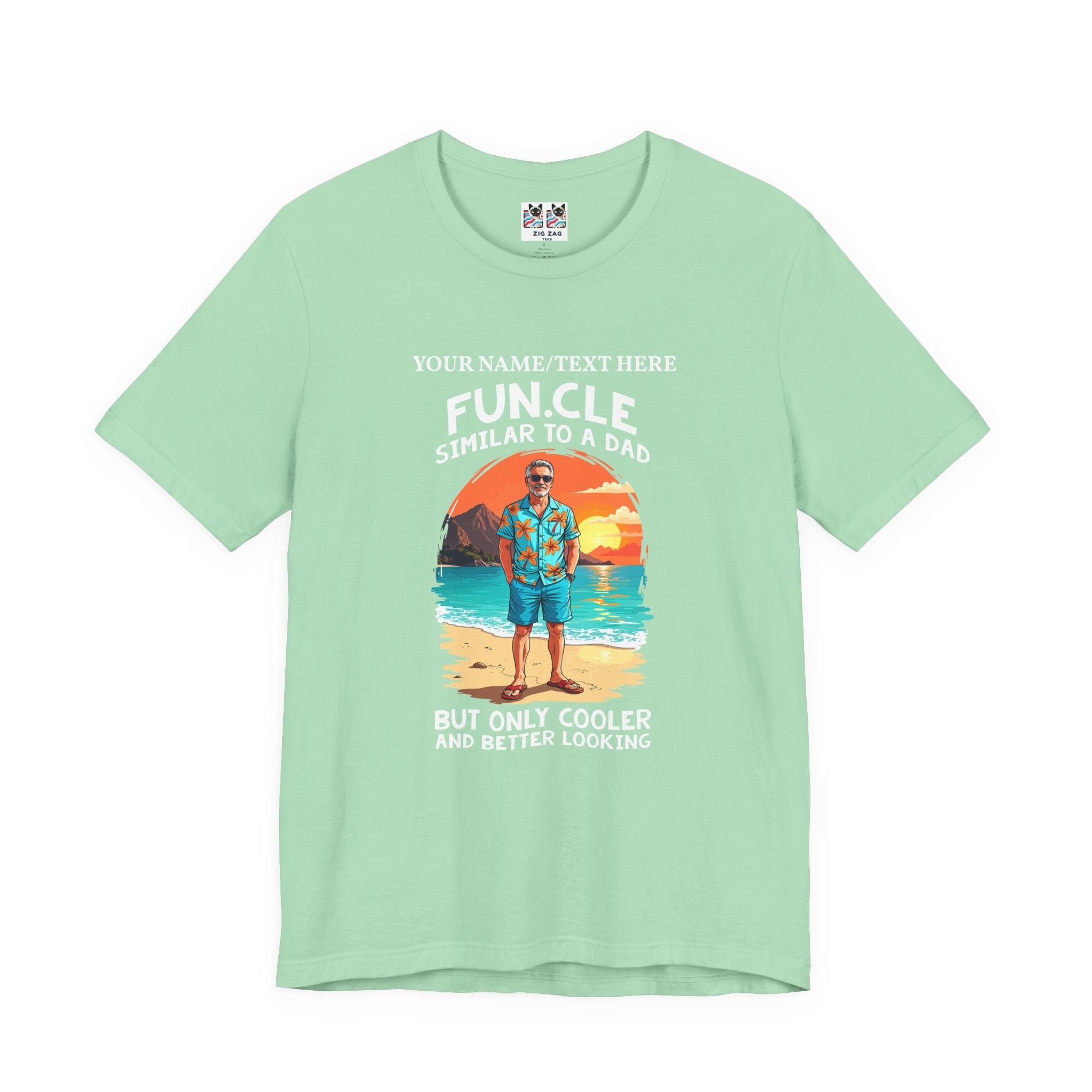 Custom T-Shirt - FUN.CLE Beach Sunset T-Shirt – Cool Uncle Beach Graphic with Funny Quote