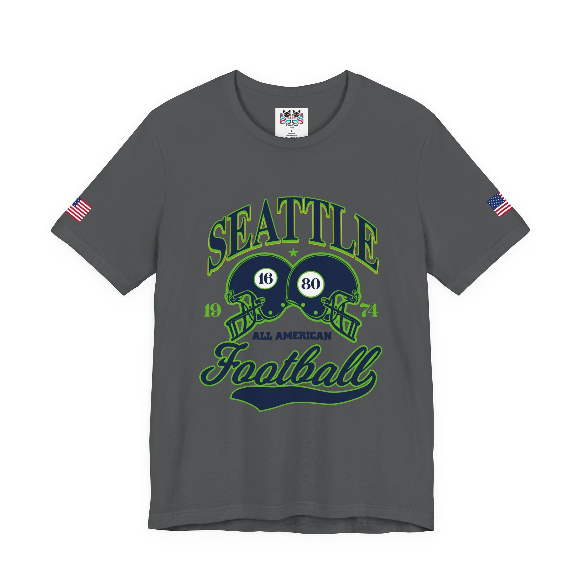Seattle All American Football Retro Dual Helmet T-Shirt | Since 1974 Game Day Tee | Seattle Football Fan Shirt