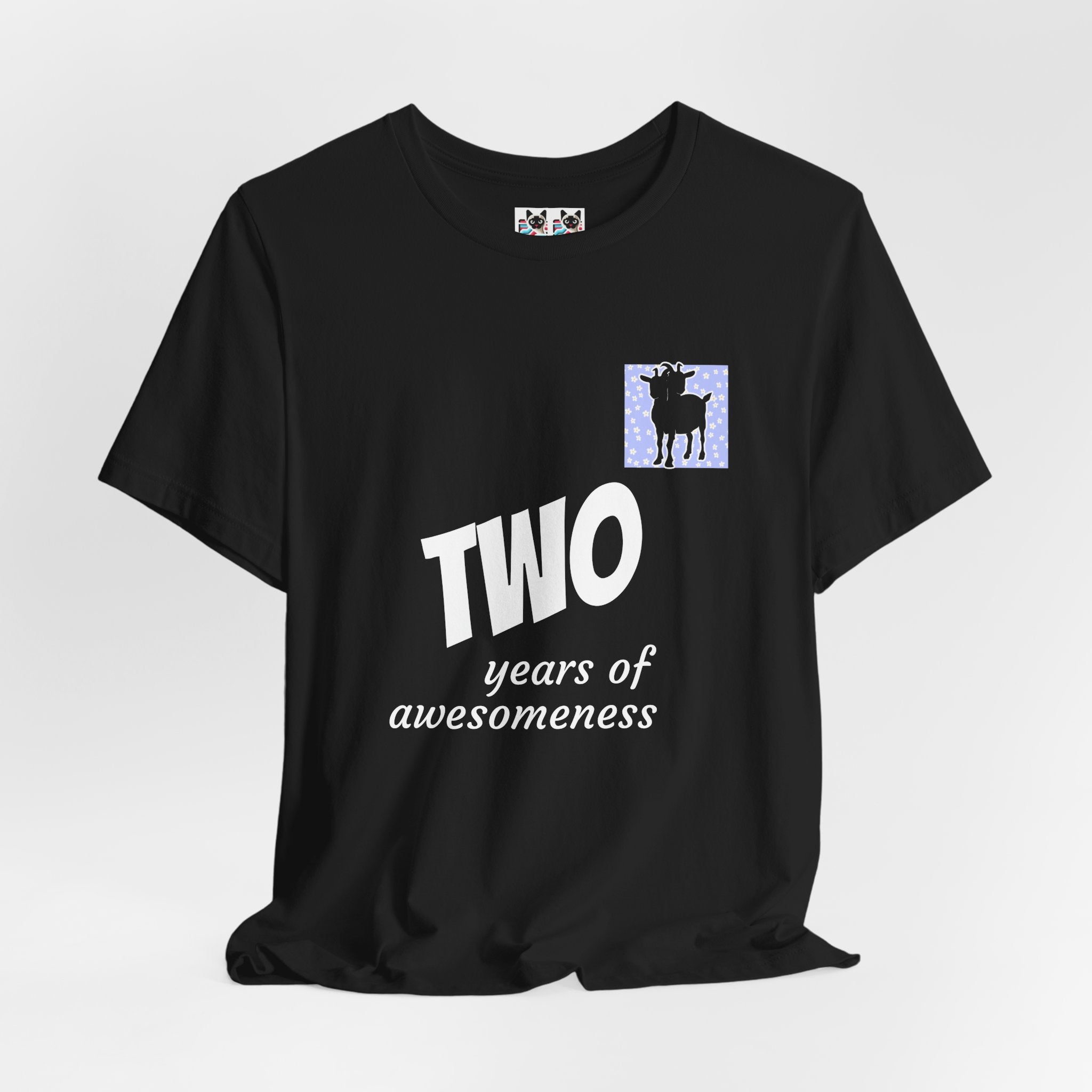 Custom T-Shirt - Double-Headed Goat Outline Graphic T-Shirt