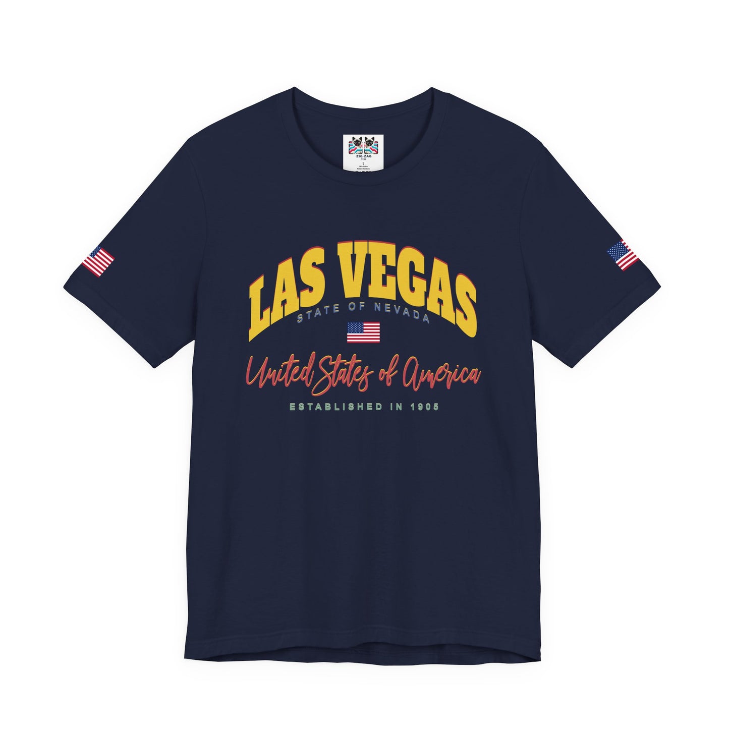Las Vegas State of Nevada T-Shirt - Est 1905 Navy USA Flag Collegiate Design