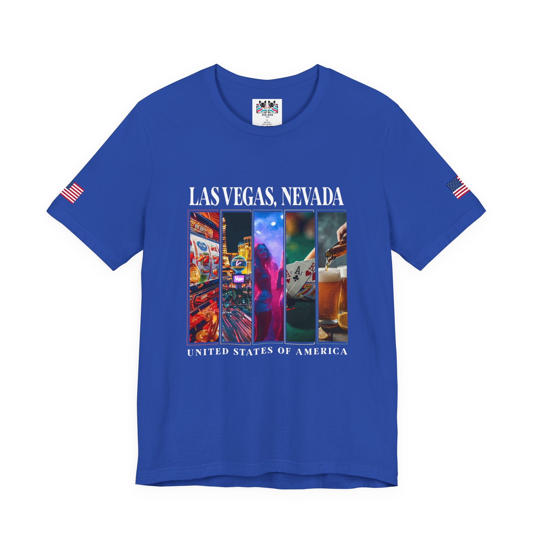 Las Vegas Nevada USA Photo Panel T-Shirt – Slots Strip Nightlife Poker Drinks Tee