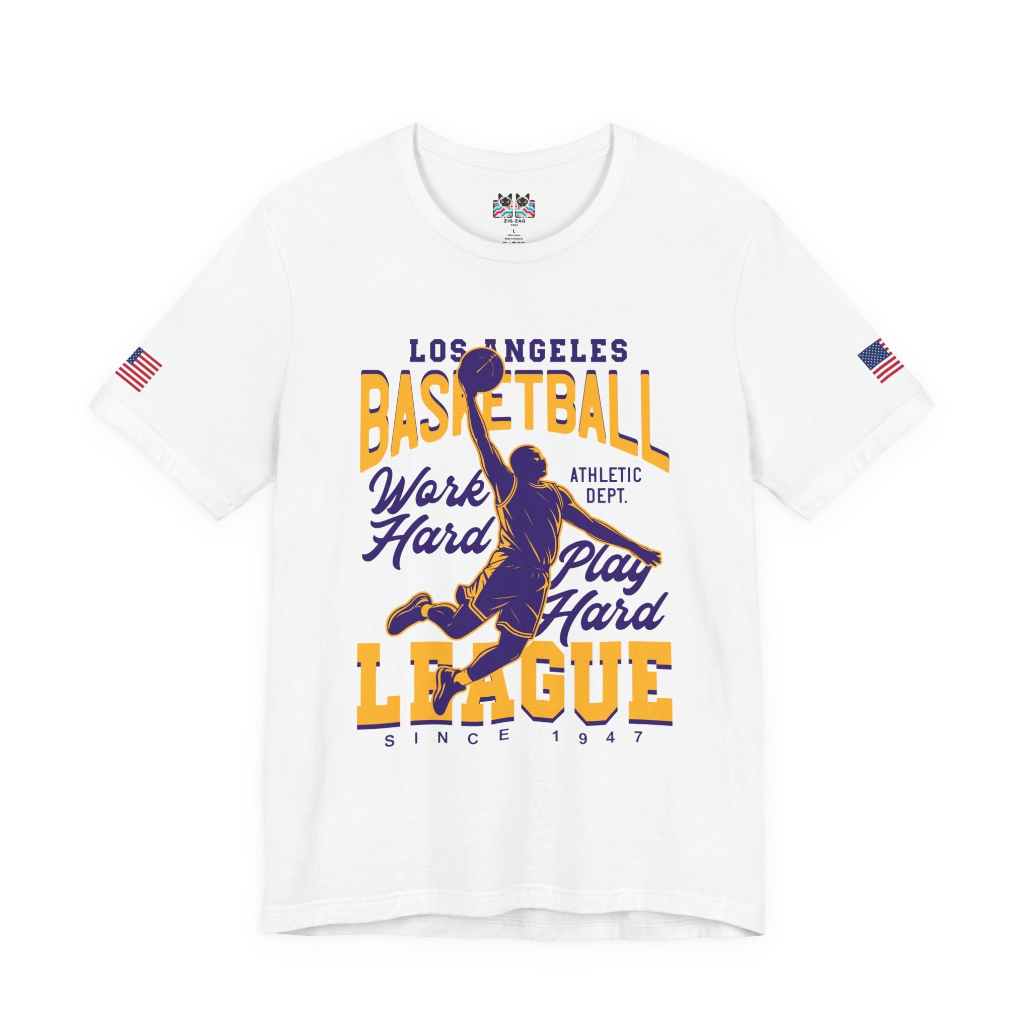 Los Angeles Basketball League T-Shirt – Work Hard Play Hard Athletic Dept Since 1947 Tee