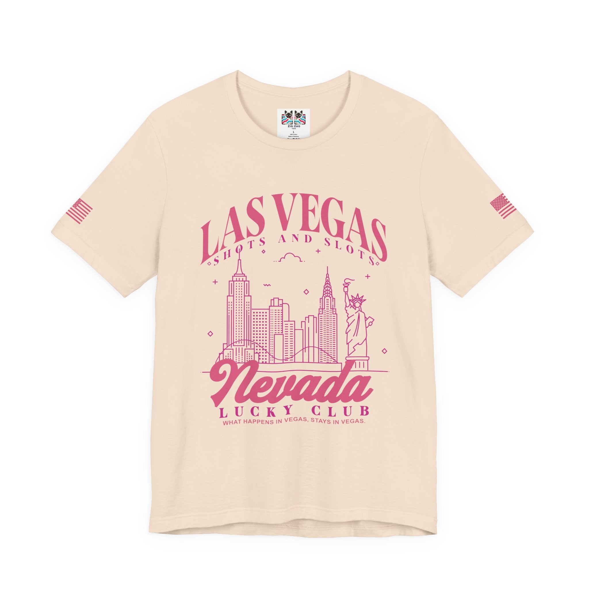 Las Vegas Shots and Slots Nevada Lucky Club T-Shirt – Vegas Skyline Pink Tee