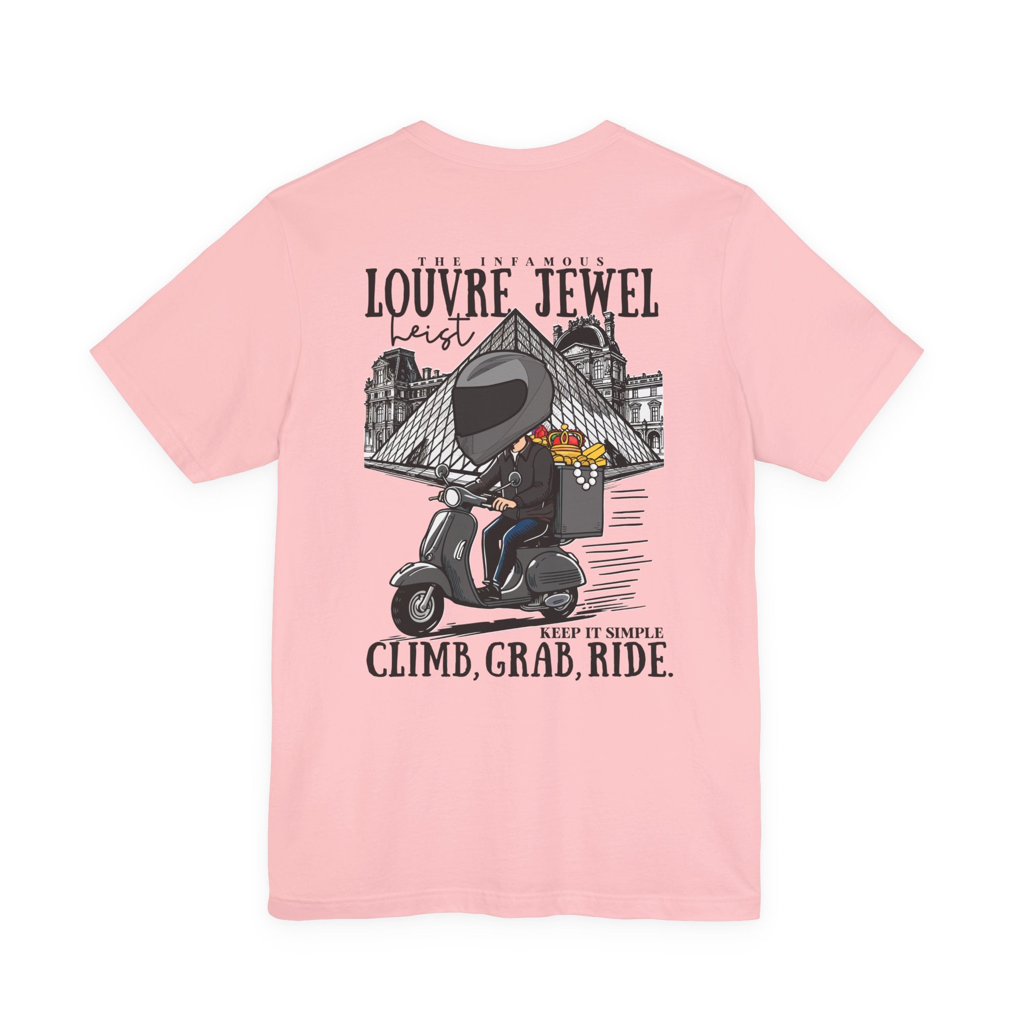 The Louvre Jewel Heist – Paris Heist Humor [Black Text] T-Shirt