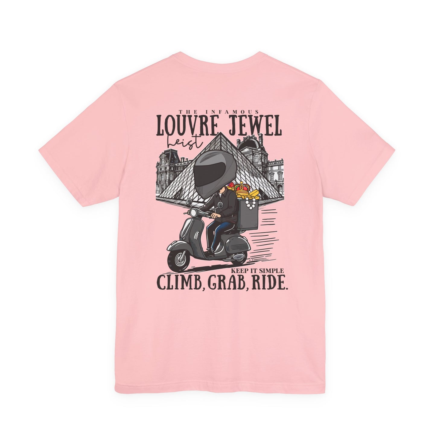 The Louvre Jewel Heist – Paris Heist Humor [Black Text] T-Shirt