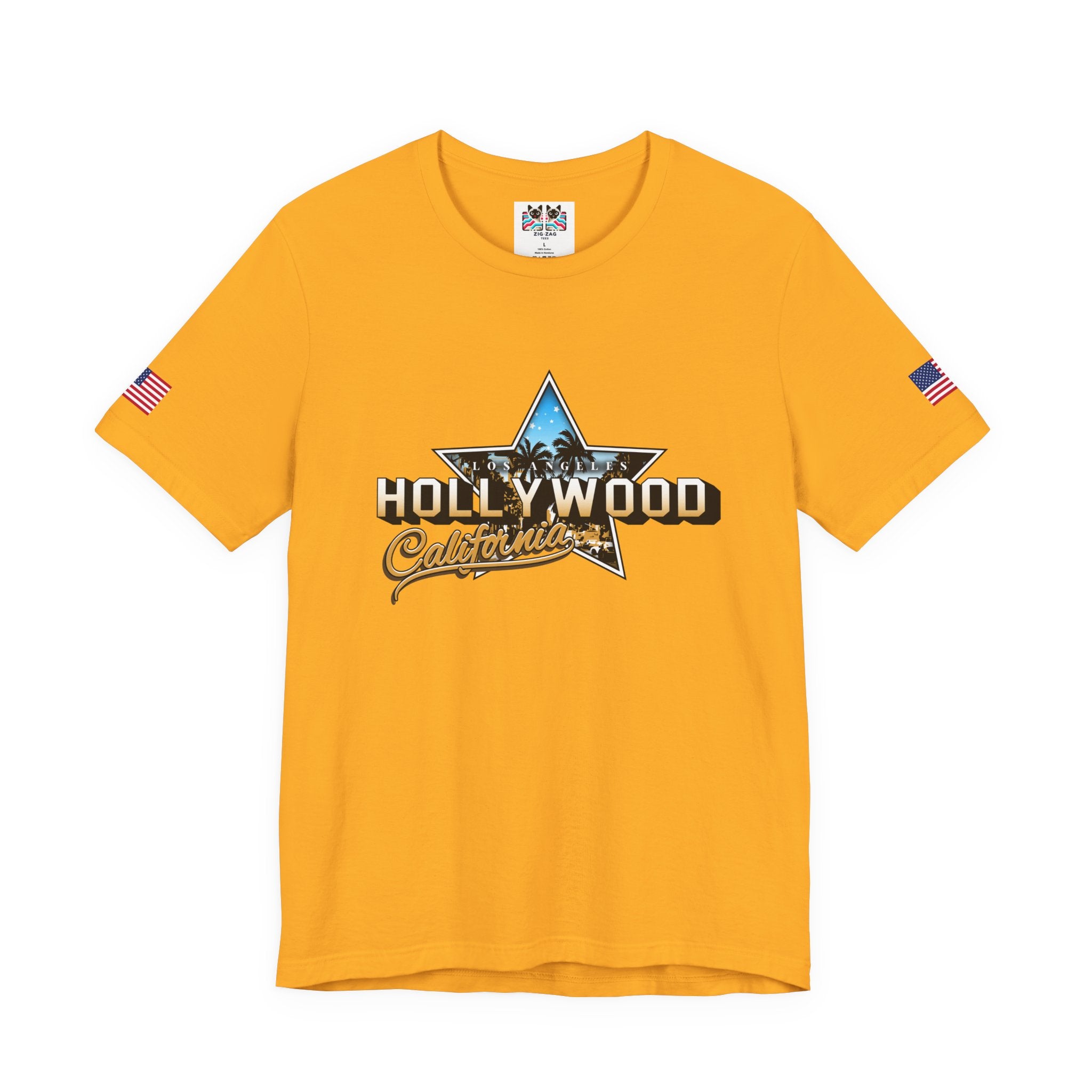 Los Angeles Hollywood California T-Shirt – Star Graphic Palm Tree Night Scene Tee