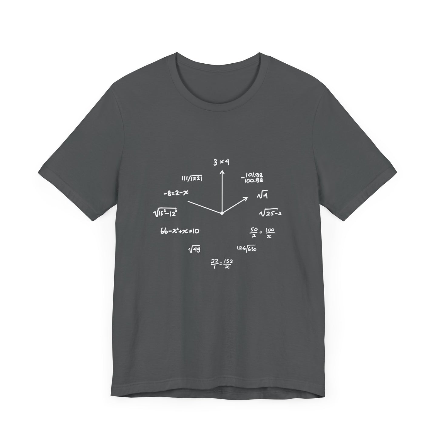 Math Clock T-Shirt – Funny Equations as Clock Numbers Graphic Tee