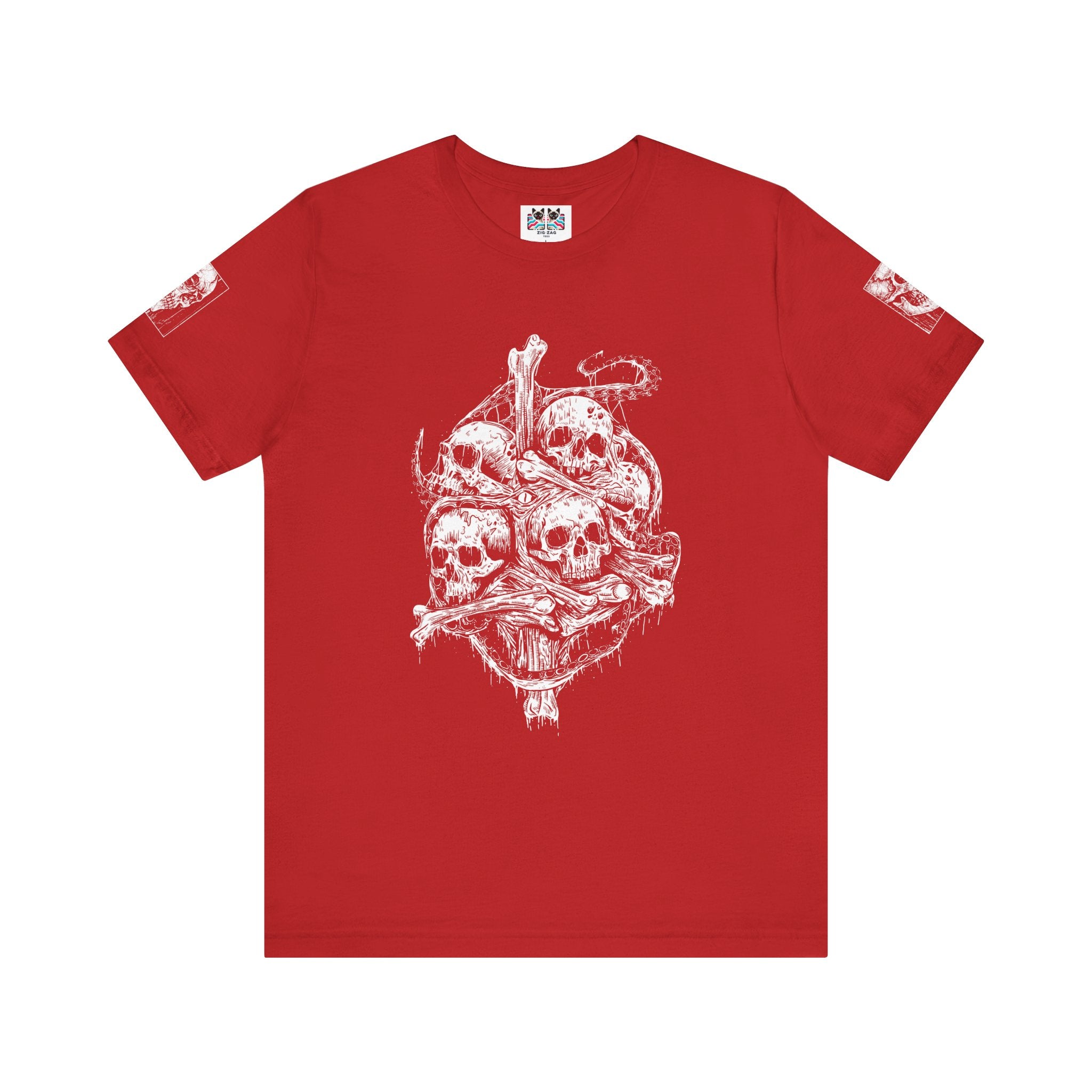 Gothic Skull Pile T-Shirt – Dark Horror Skeleton Art Graphic Tee