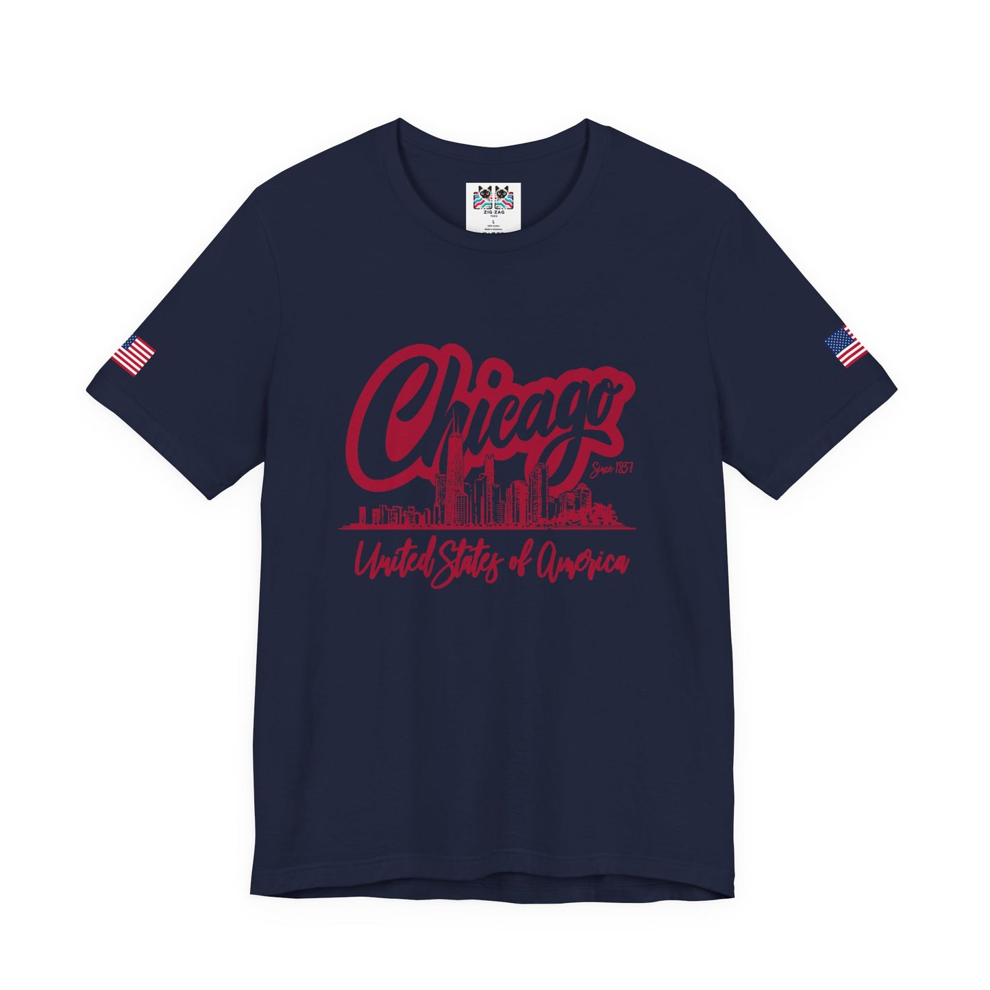 Chicago Since 1837 T-Shirt - Script Illinois United States of America Skyline