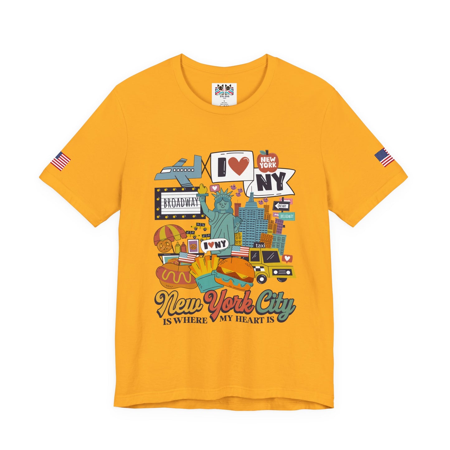 New York City Is Where My Heart Is T-Shirt - Cute NYC Icons Colorful Tourist Design