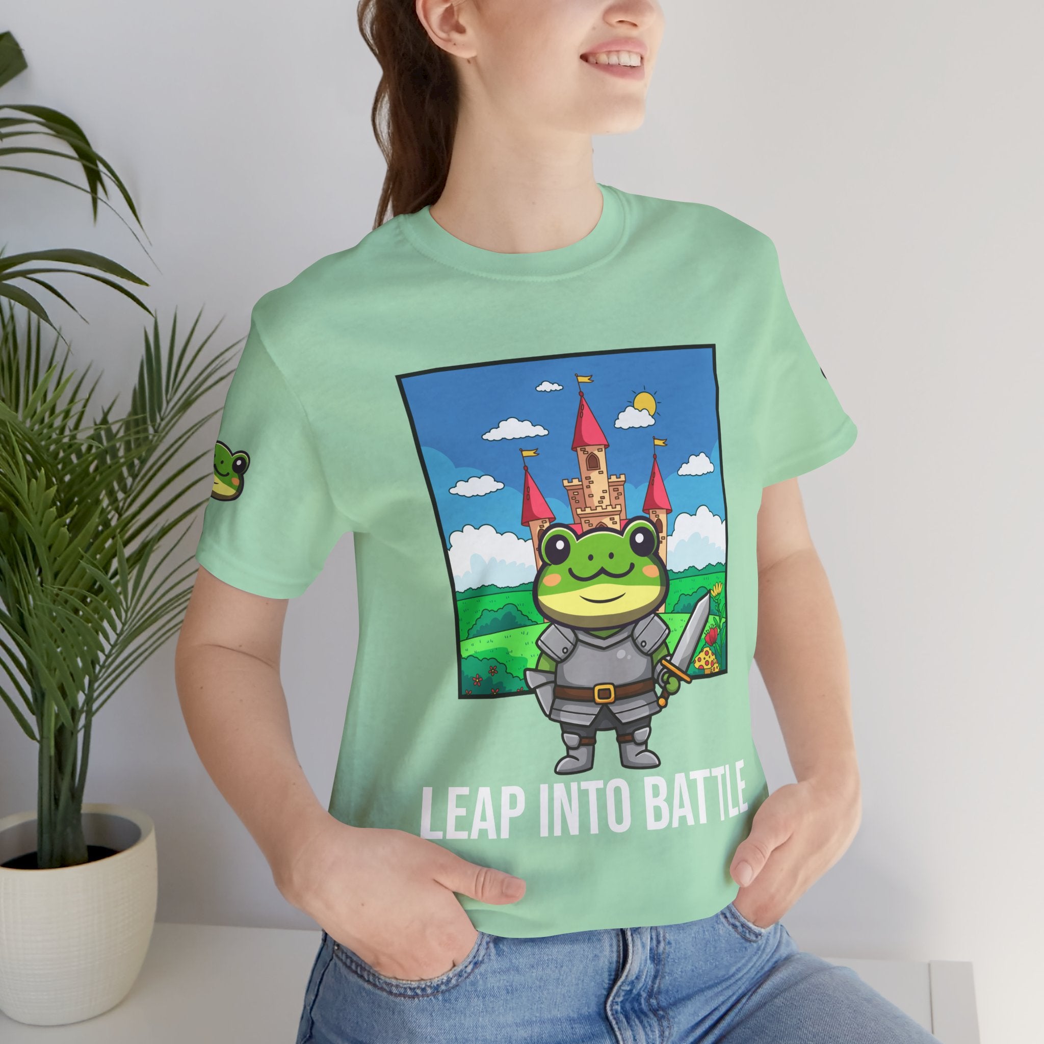 Custom T-Shirt - Knight Frog Castle T-Shirt – Cute Frog Knight Medieval Fantasy Graphic Tee