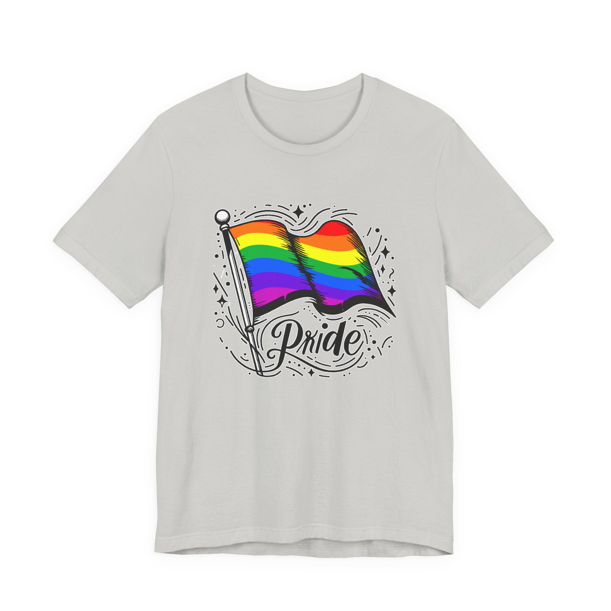 Pride Without Prejudice – Colorful Flag with Lines, Dots & Symbols Graphic T-Shirt