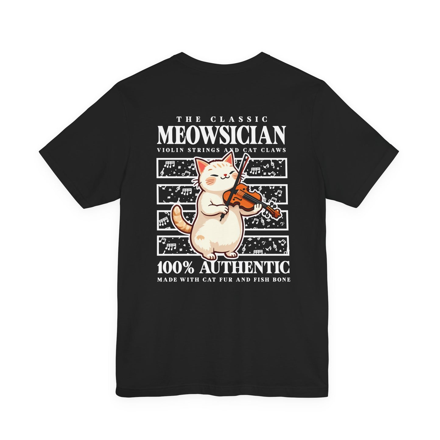 The Classic Meowsician T-Shirt – Cat & Violin Music Notes Fun Graphic