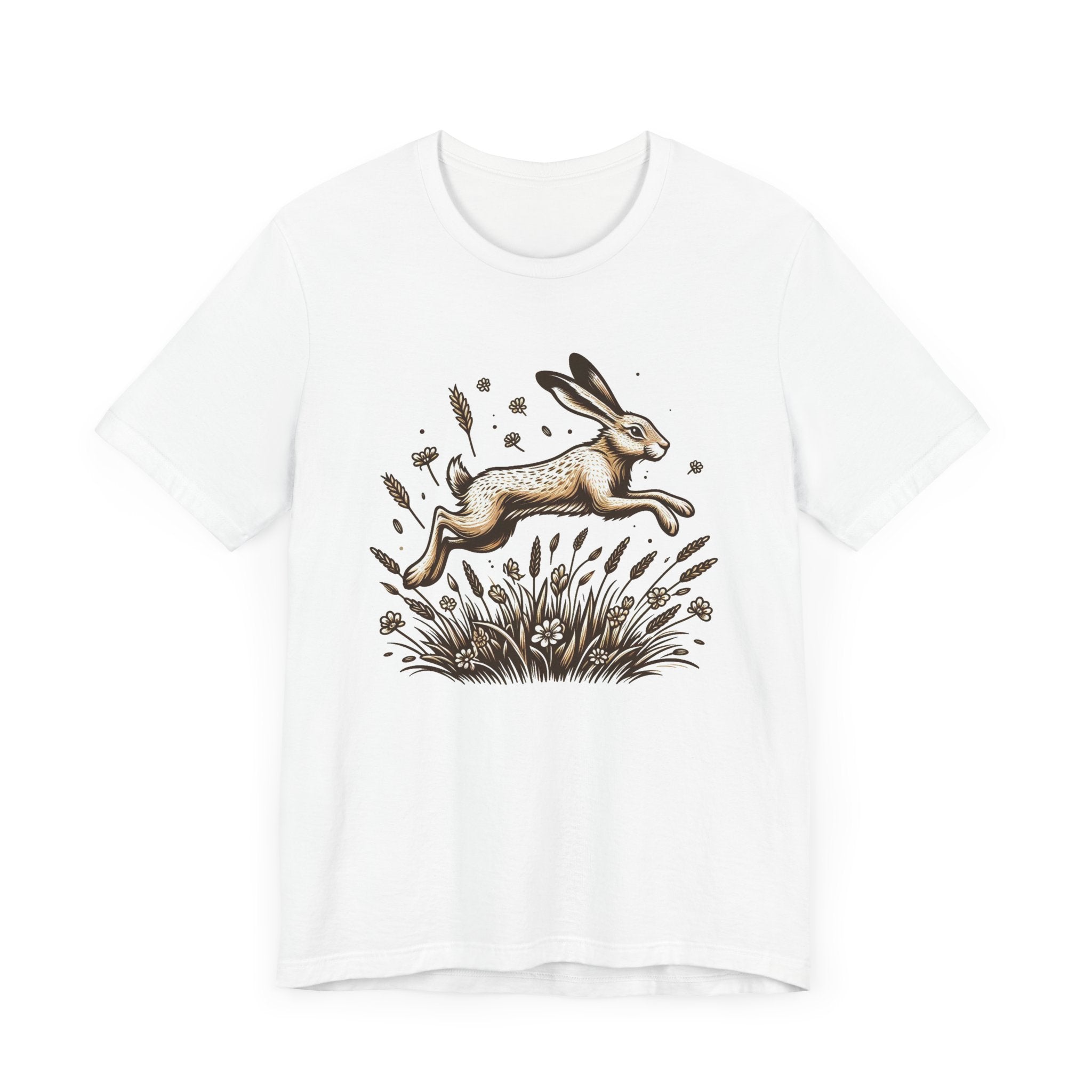 Leaping Lively Hare in Grain Field with Lush Grass Graphic T-Shirt