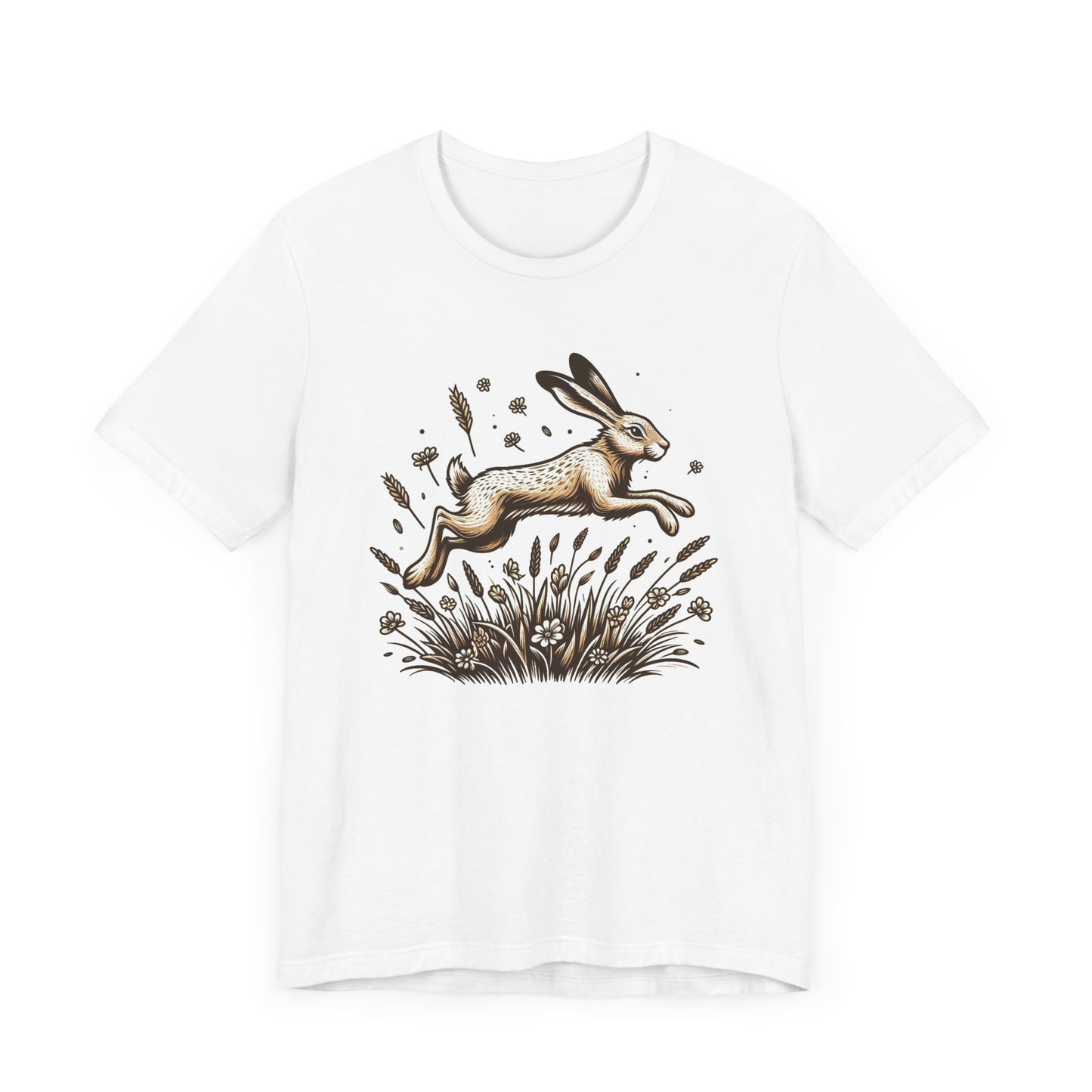 Leaping Lively Hare in Grain Field with Lush Grass Graphic T-Shirt