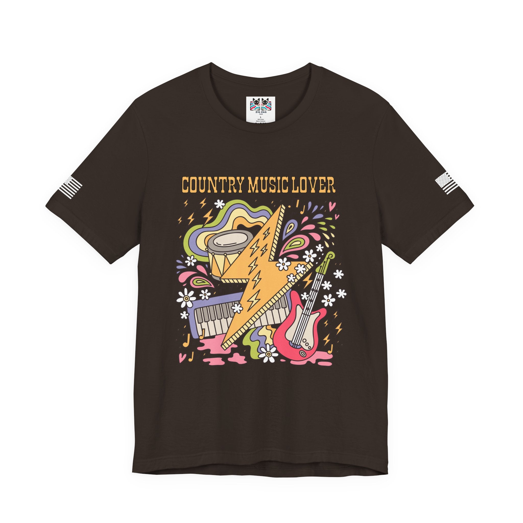 Country Music Lover T-Shirt – Retro Groovy Instruments Graphic Tee