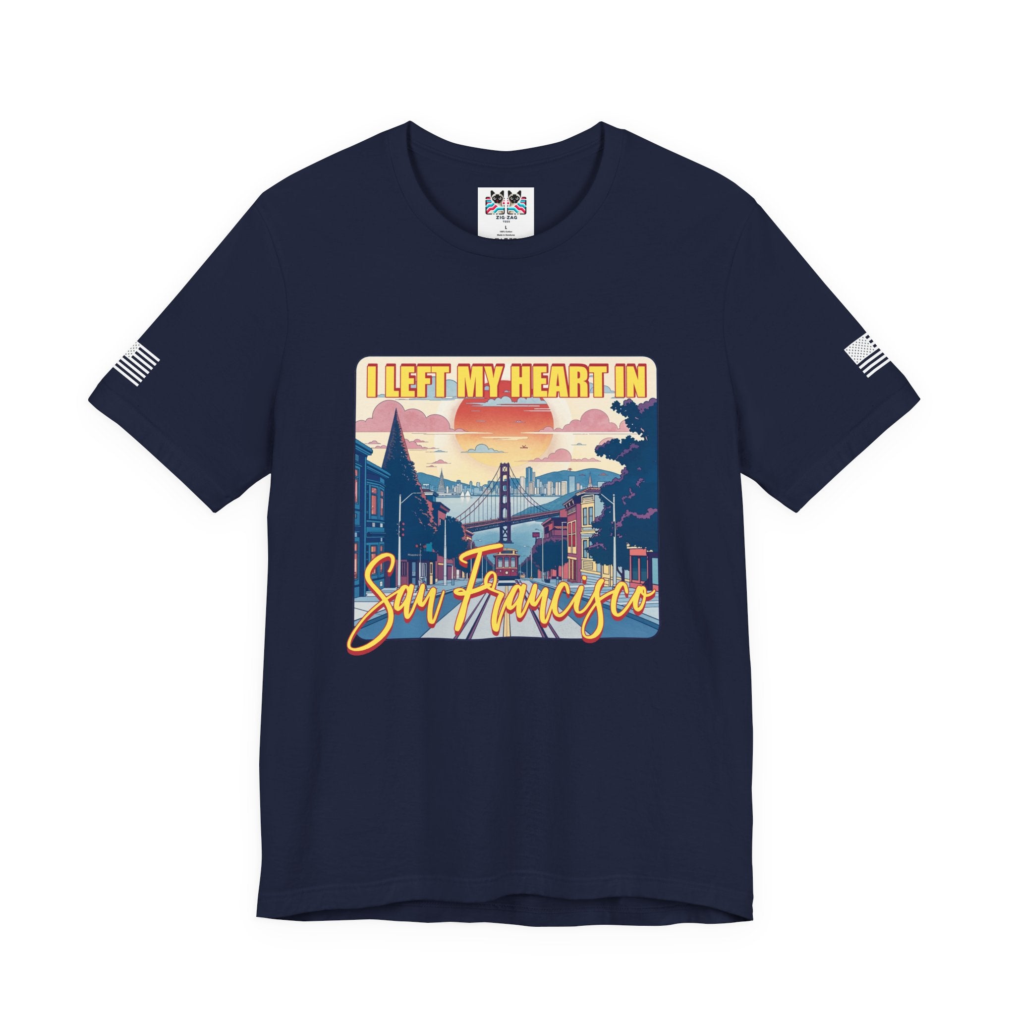 I Left My Heart in San Francisco T-Shirt – Retro Golden Gate Bridge & Cable Car Graphic Tee | SF Souvenir Shirt