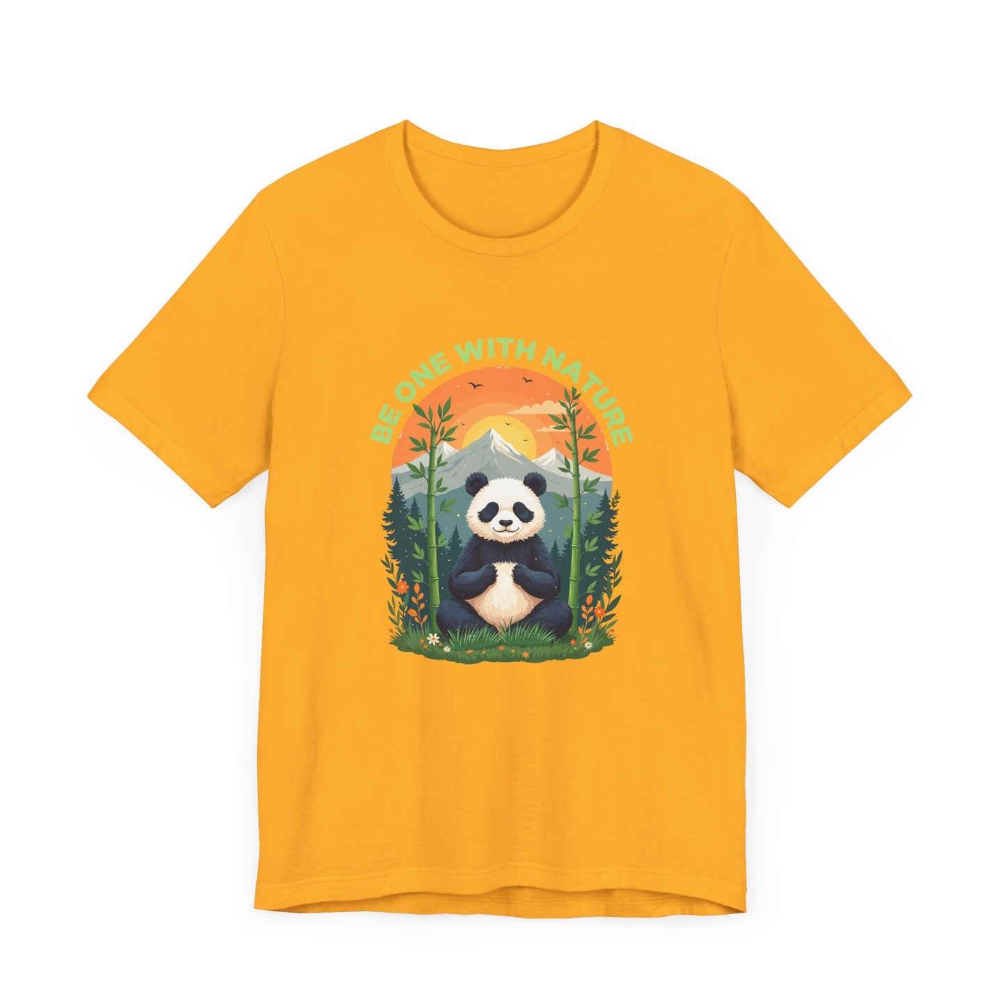 Be One with Nature – Calm Panda in Sunset Meadow Graphic T-Shirt